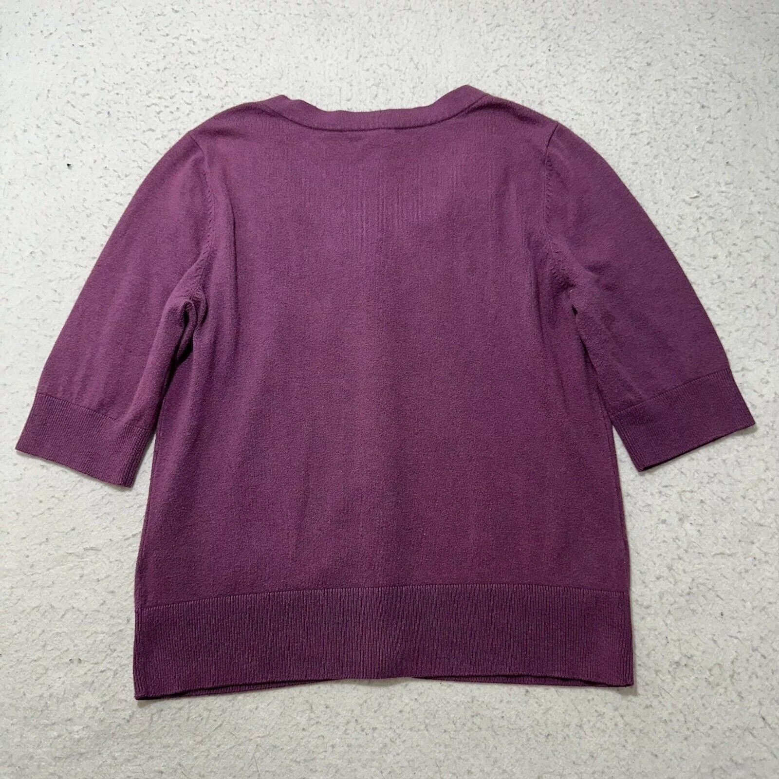 Other Sweaters Other Halogen Medium Snap Button Front Cardigan Emroidery Sweater Purple