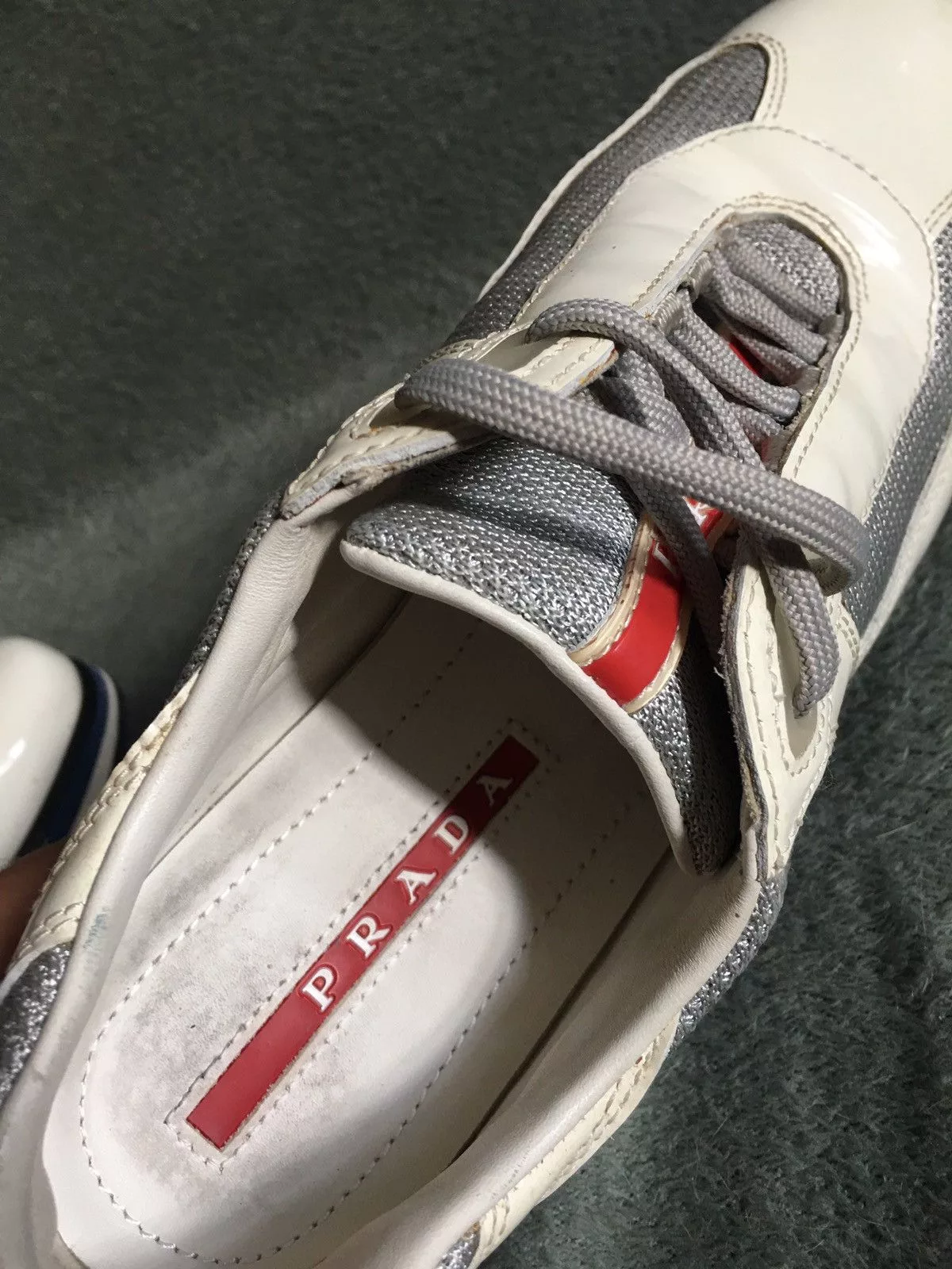 Prada Low Top Sneakers PRADA American Cup Double Sole Patent Leather Sneakers EU 38 Beige Luxury
