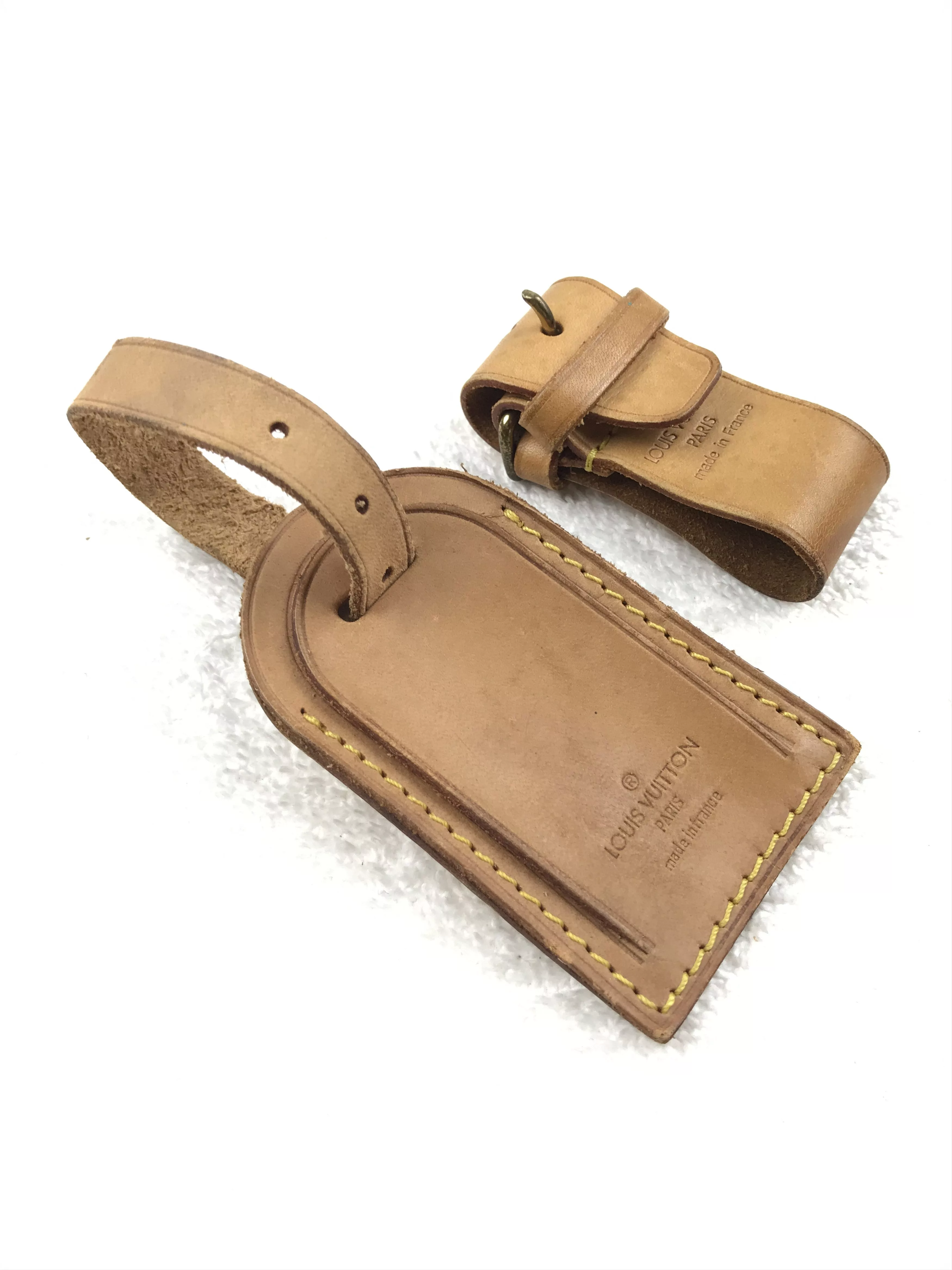 Louis Vuitton Miscellaneous Louis Vuitton × Vintage Louis Vuitton Vachetta Leather Luggage Tag and Poignet Brown Luxury