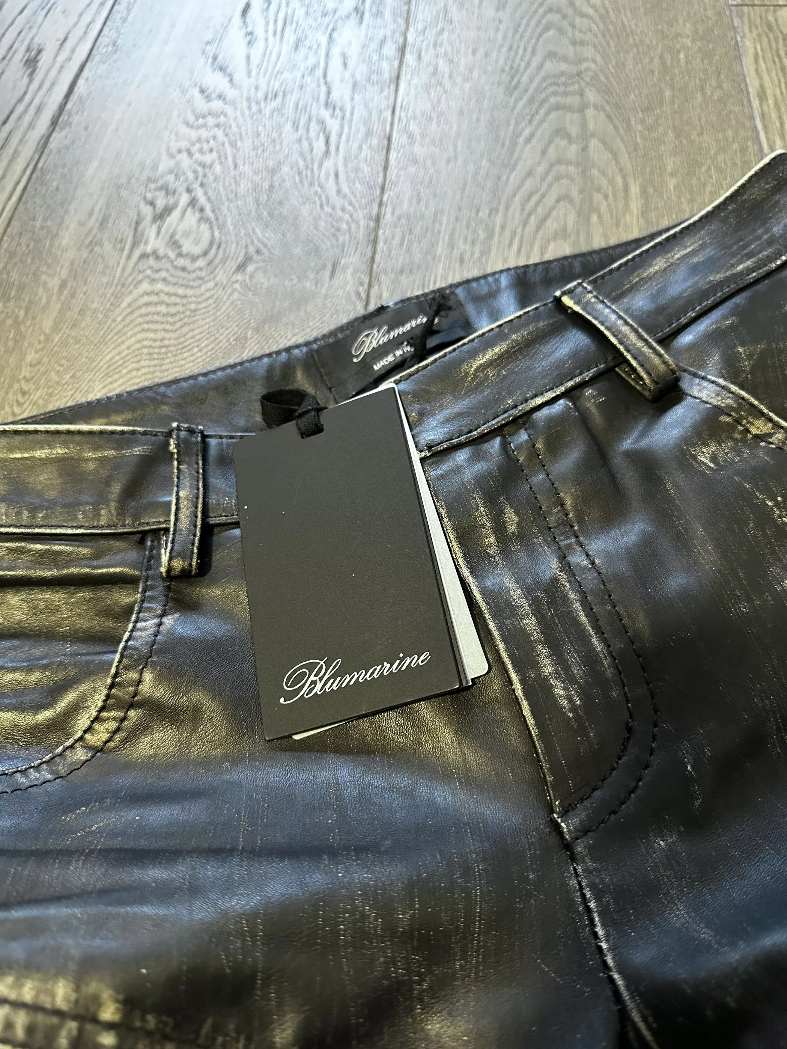 Blumarine Pants Blumarine Black Distressed Leather Pants