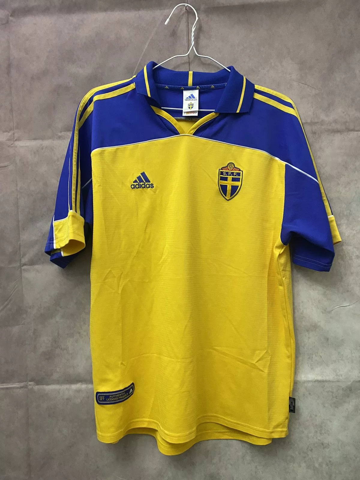 Adidas Polos Adidas Sweden Home T-Shirt 2000-2002 Very Rare💥 Blue Streetwear