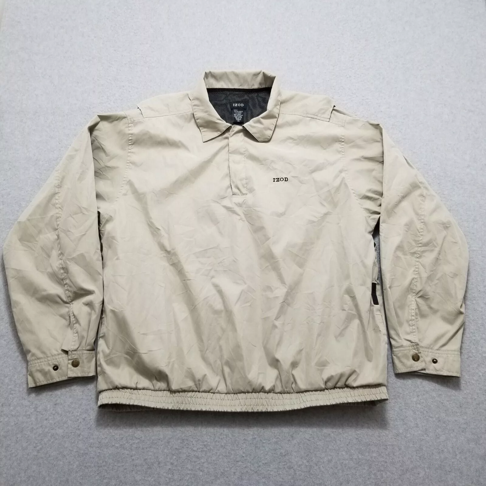 Izod Light Jackets Izod Jacket Mens XL Pockets Snap Windbreaker Lightweight Beige