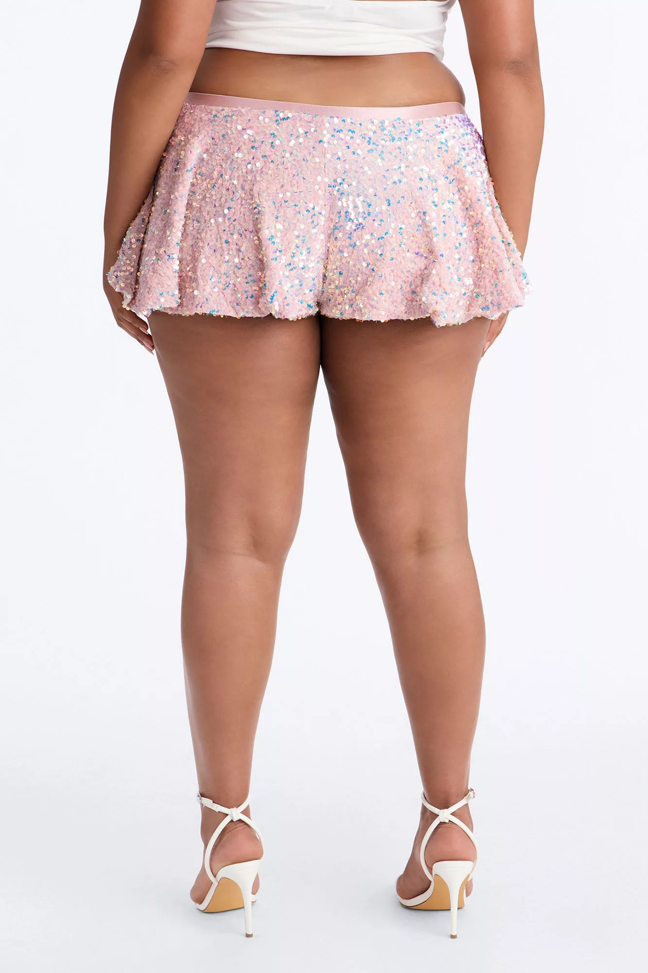 Sitting Pretty Low Rise Flowy Sequin Micro Short - Pink
