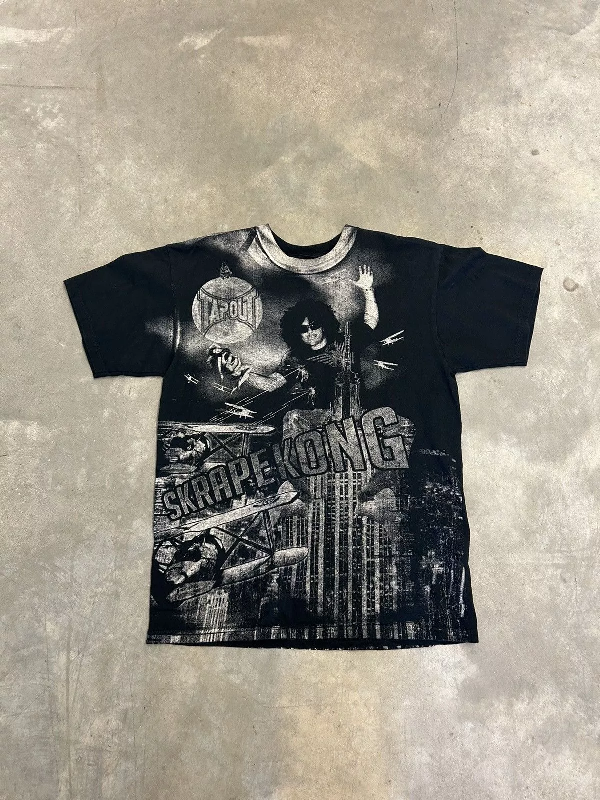 Tapout Short Sleeve T Shirts Tapout × Vintage Crazy Vintage y2k tap out AOP Black Streetwear