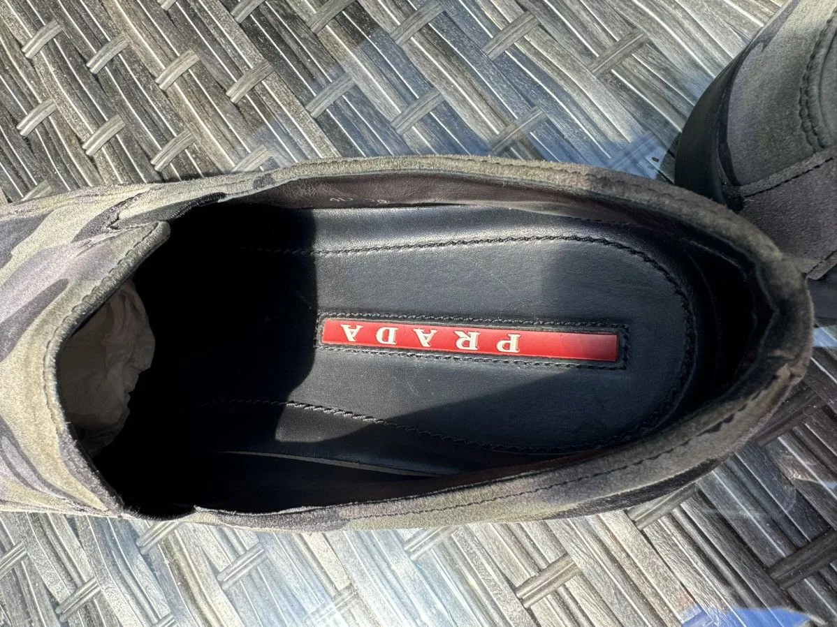Prada Slip Ons Prada Suede Camo Slip-ons Green