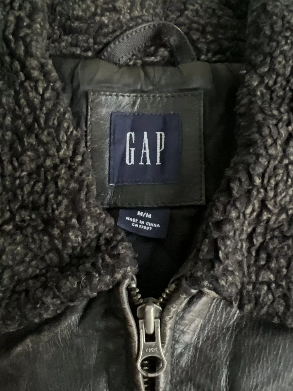 Gap Leather Jackets 1990s GAP 🇺🇸 Fur Neck Leather Biker Jacket Black