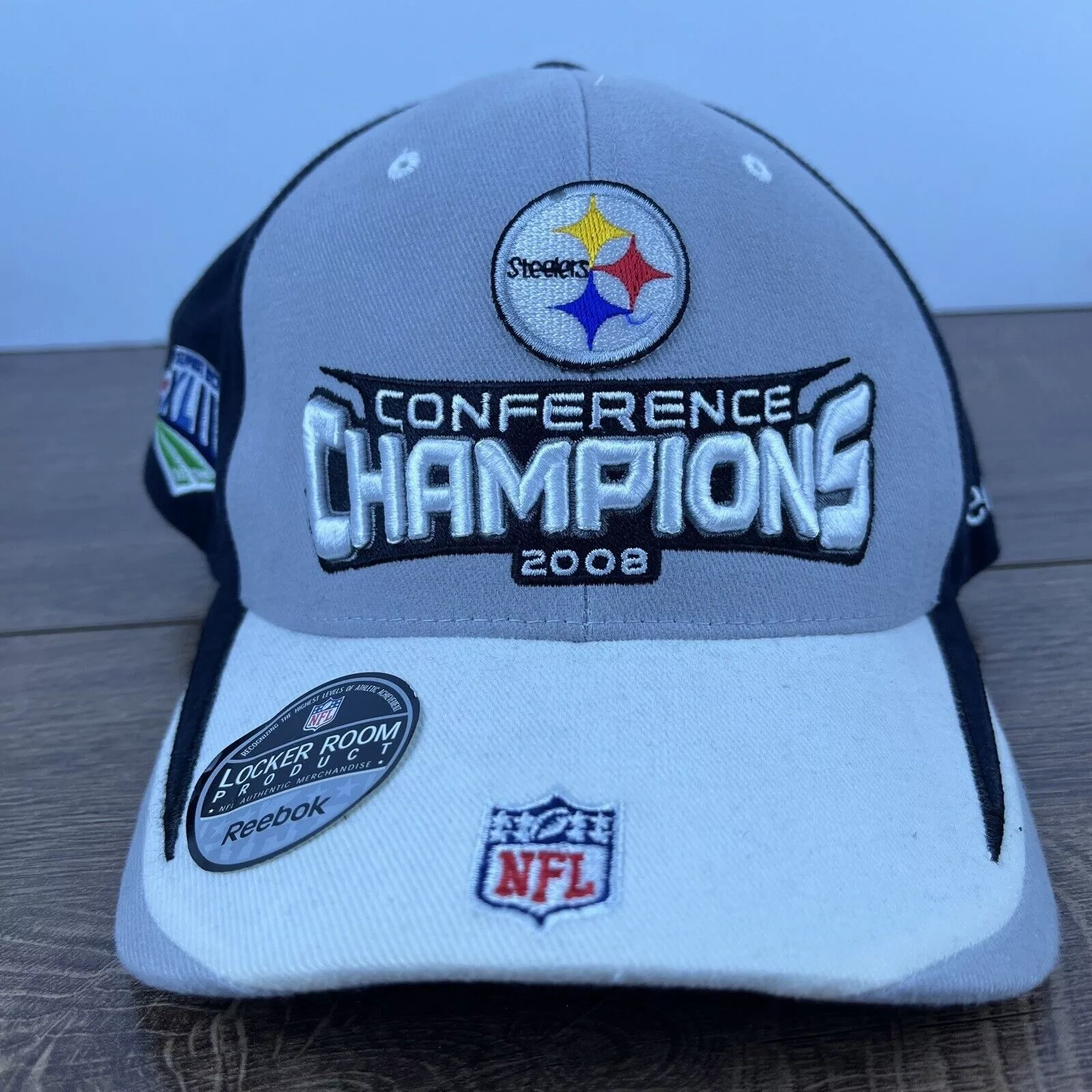 Reebok Hats Pittsburgh Steelers Reebok Hat Gray Hat Adjustable 2008 Conf