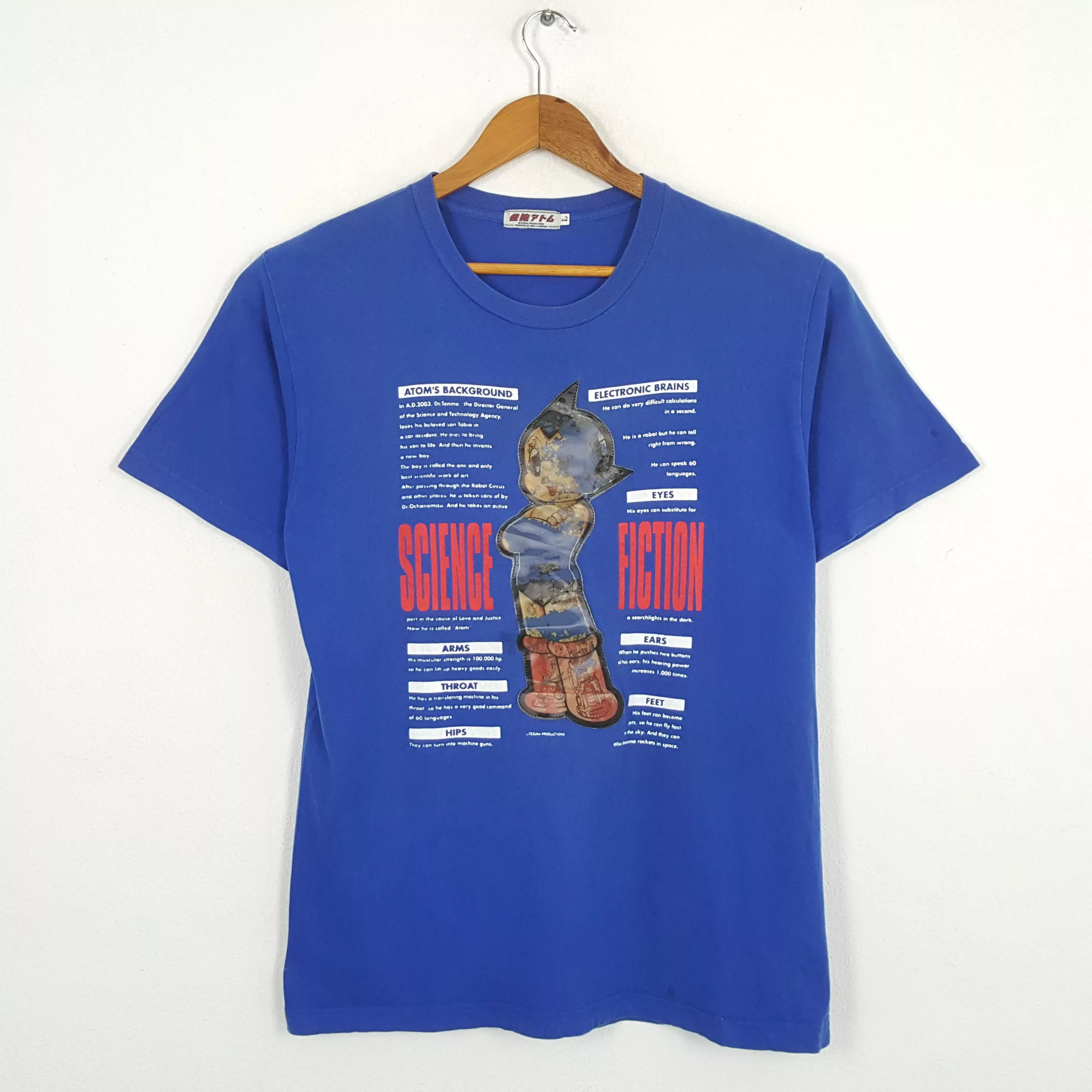 Sci-Fi Fantasy Short Sleeve T Shirts Sci-Fi Fantasy × Vintage Vintage ASTRO BOY Japanese Cyberpunk Animated T-Shirts Blue