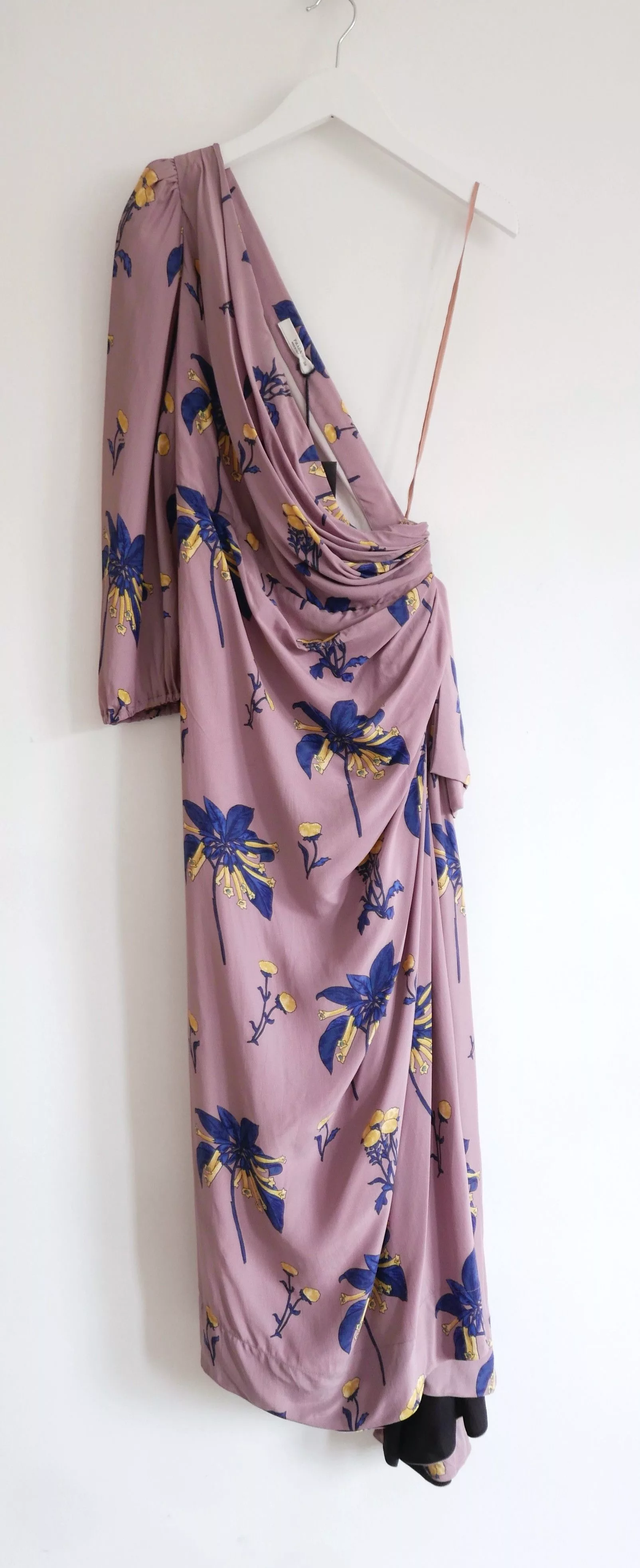 Prada Midi Dresses Prada Resort 2008 Honeysuckle Print One Sleeve Dress Pink
