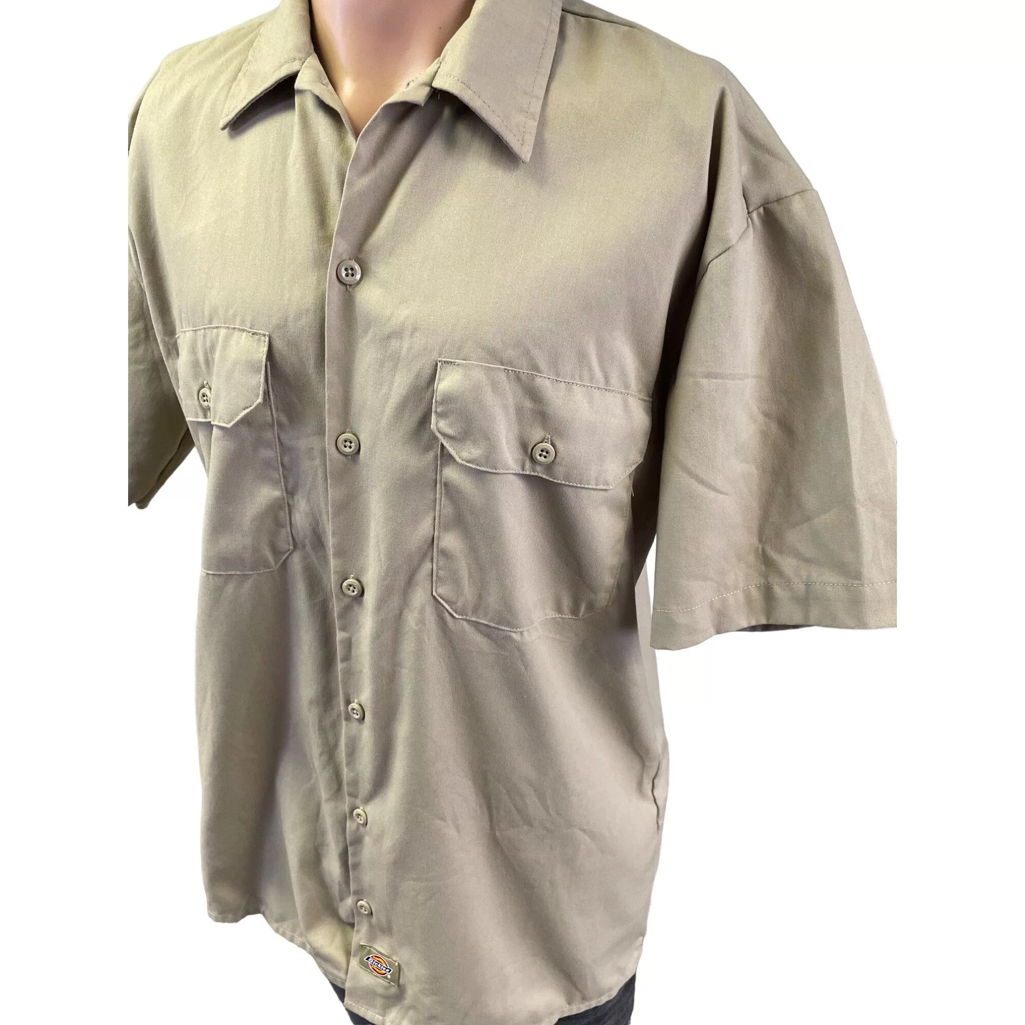 Dickies Shirts Button Ups Dickies Flex Men's Khaki Button up Short Sleeve Work Shirt S Brown
