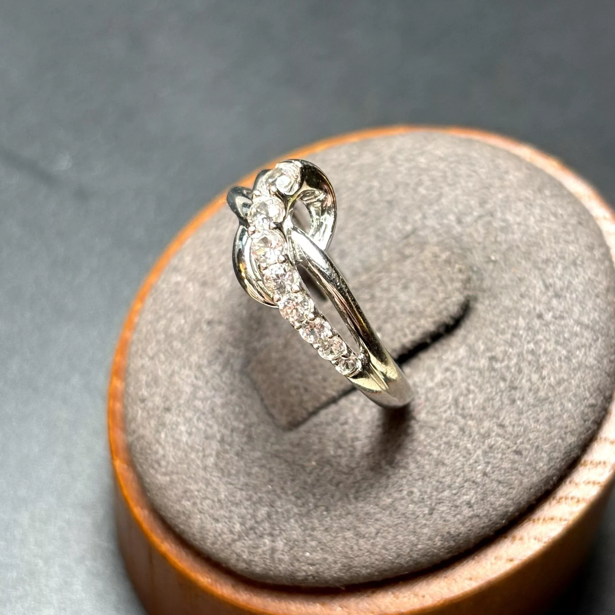 Vintage Rings Vintage Sterling Silver 925 Bypass Design Cubic Zirconia Statement B