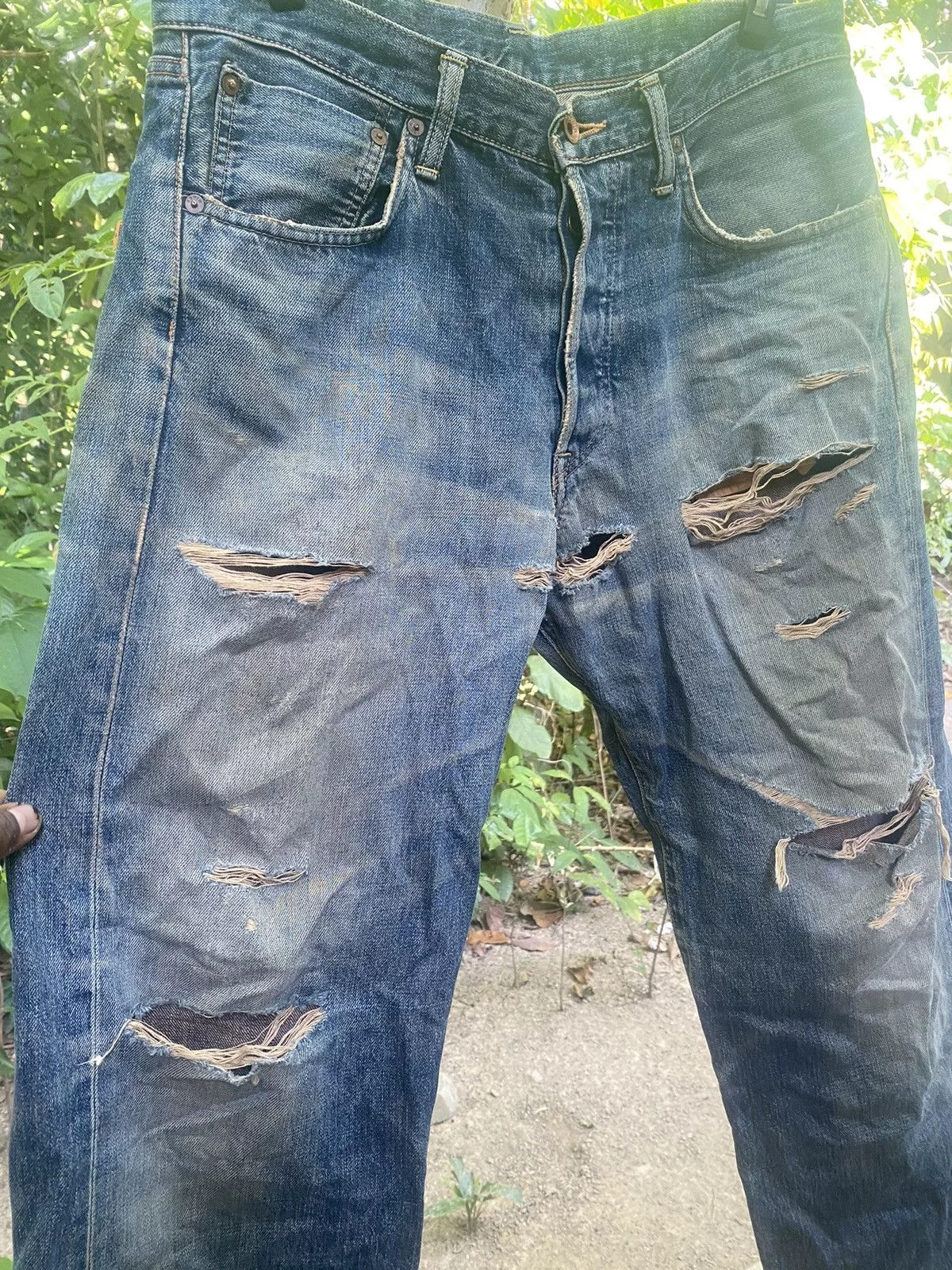 Edwin Denim Edwin × Vintage VINTAGE EDWIN 505x RED TAG DISTRESSED JEANS PANTS Blue
