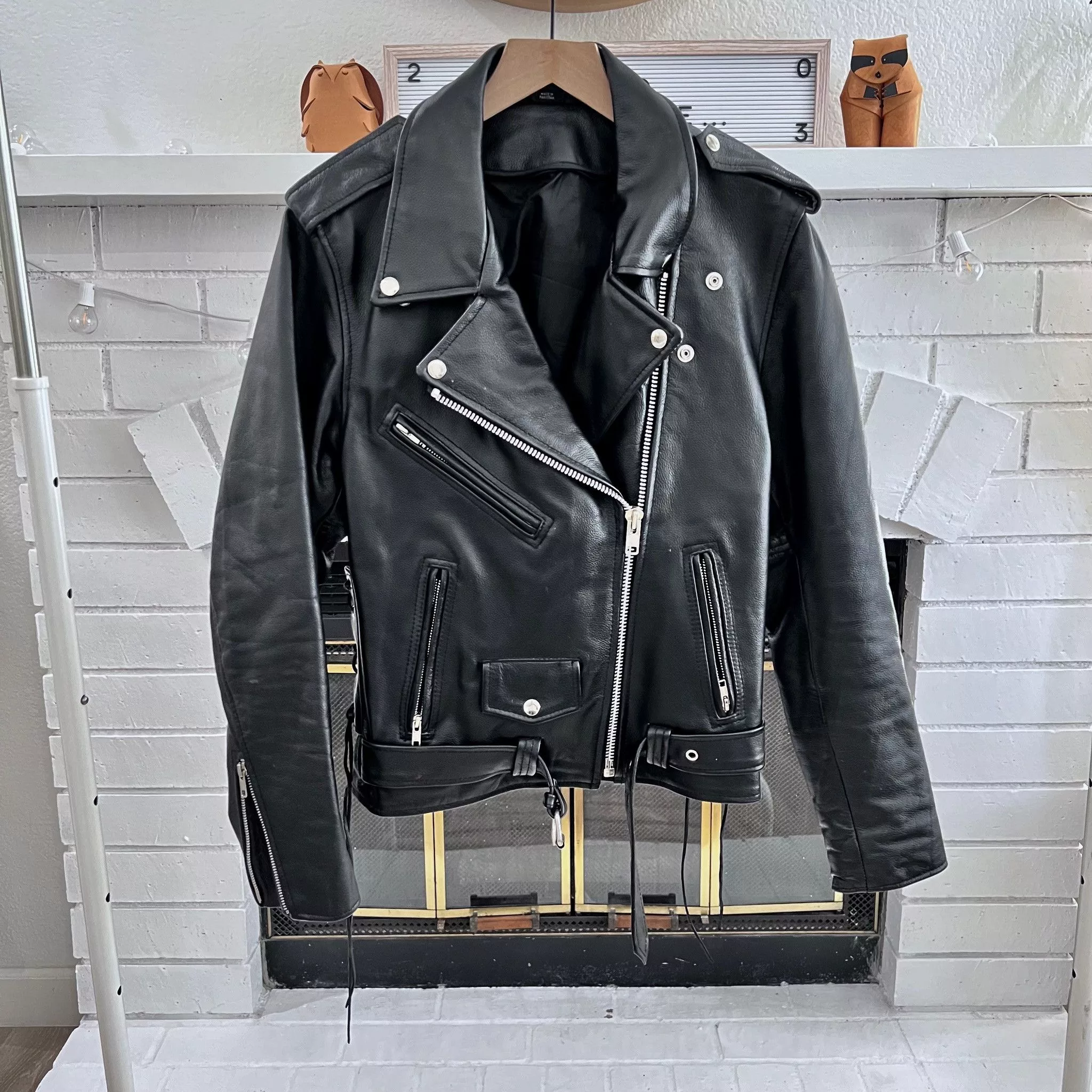 Other Leather Jackets Other Custom 1 of 1 Design "MR." Hand Painted Leather Biker Jacket Gray