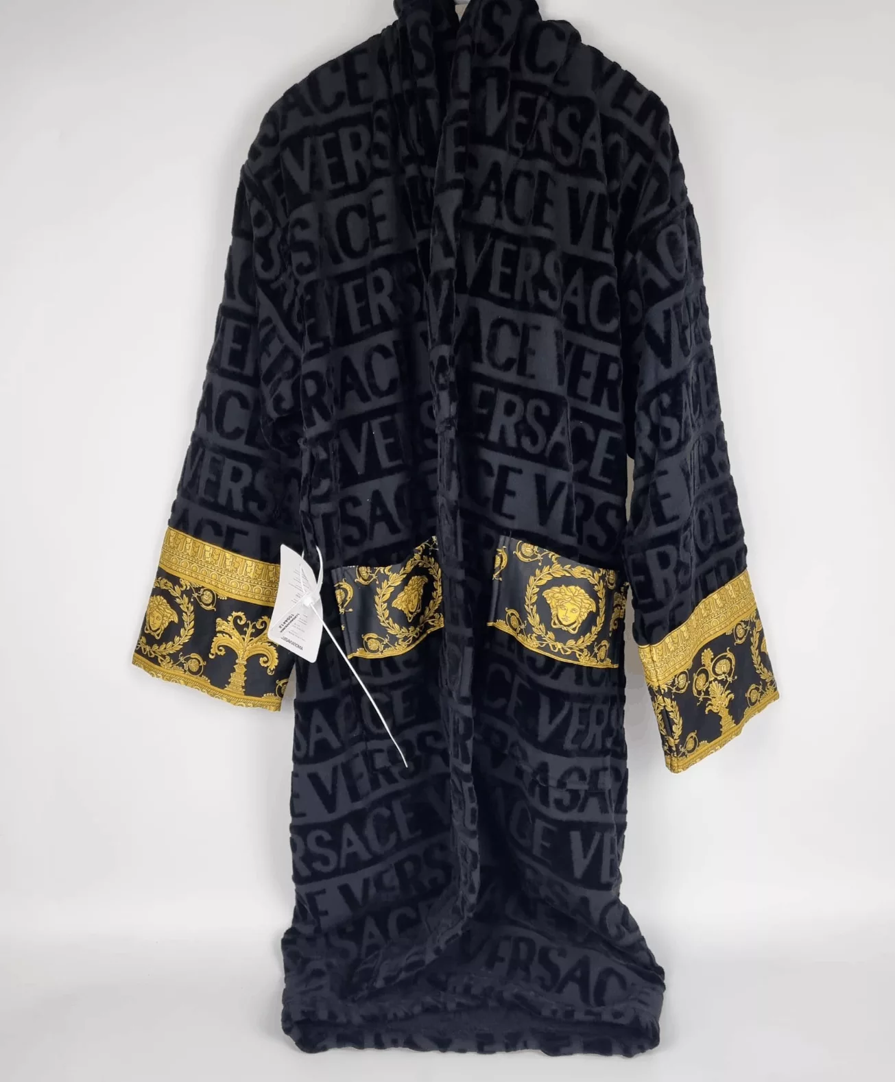 Versace Light Jackets Versace Baroque Print Black Long Bathrobe New XXL