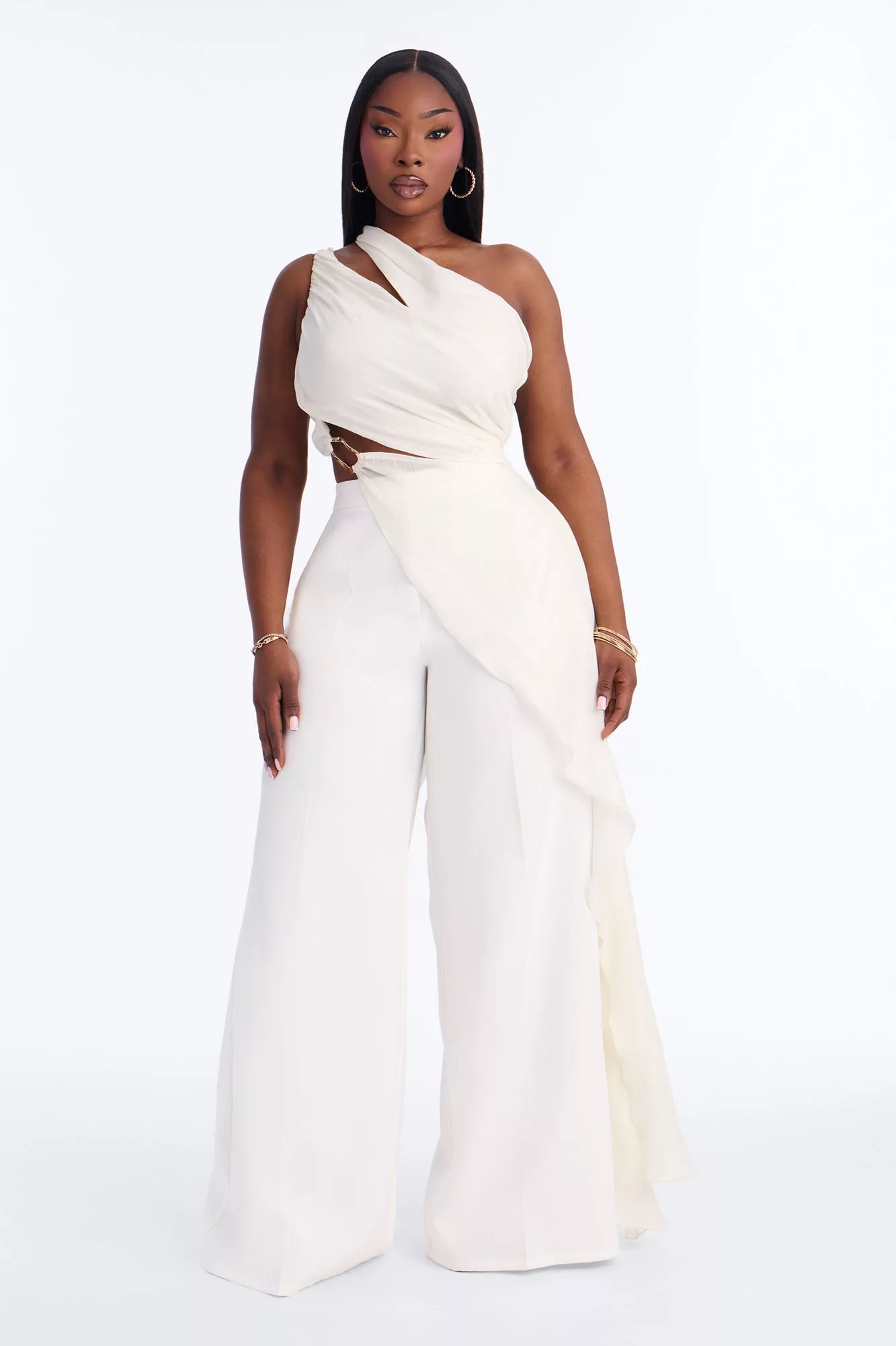 Beatrice Draped Pant Set - Ivory