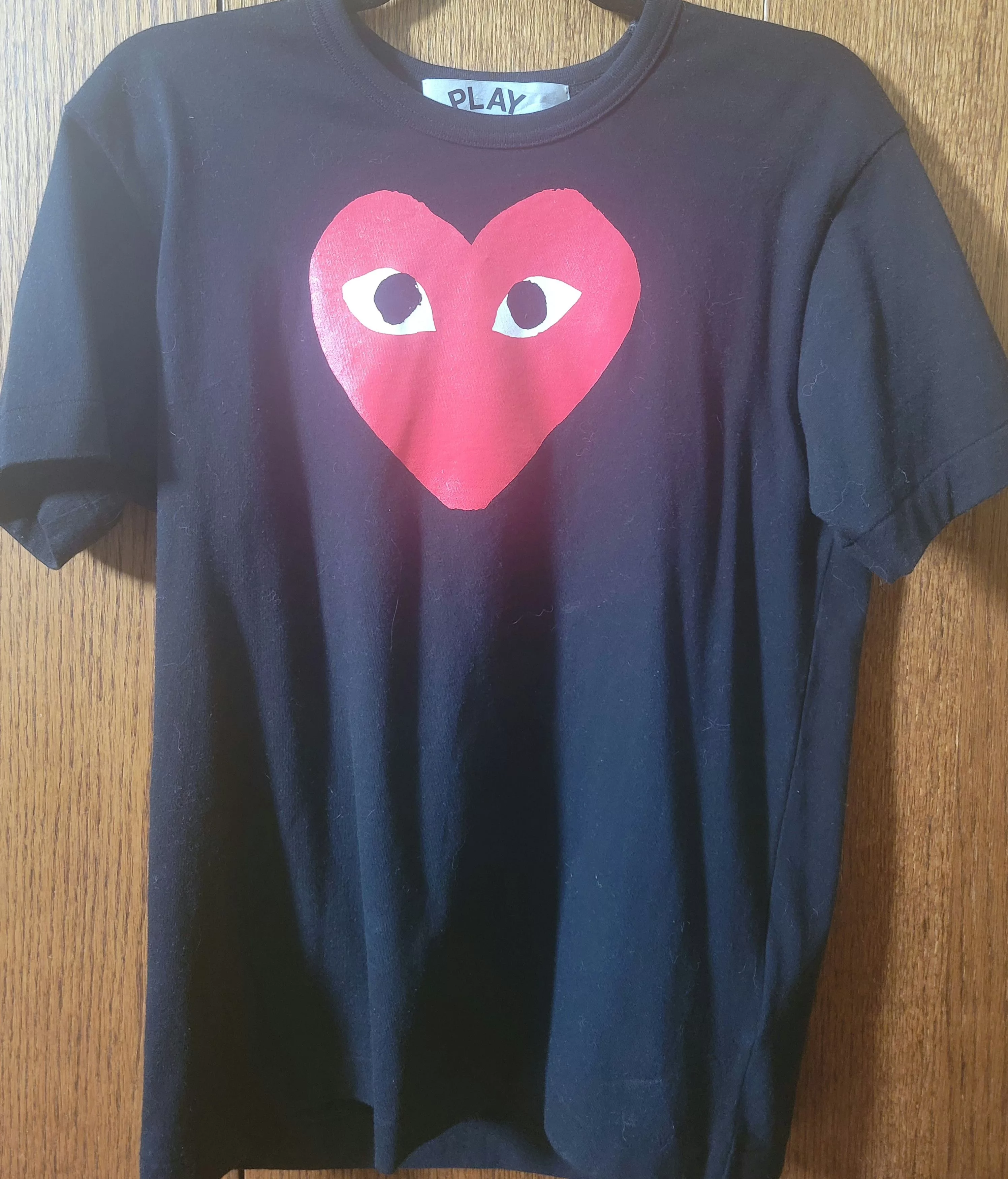 Comme des Garcons Short Sleeve T Shirts Comme des Garcons × Comme des Garcons PLAY CDG PLAY bold heart Black