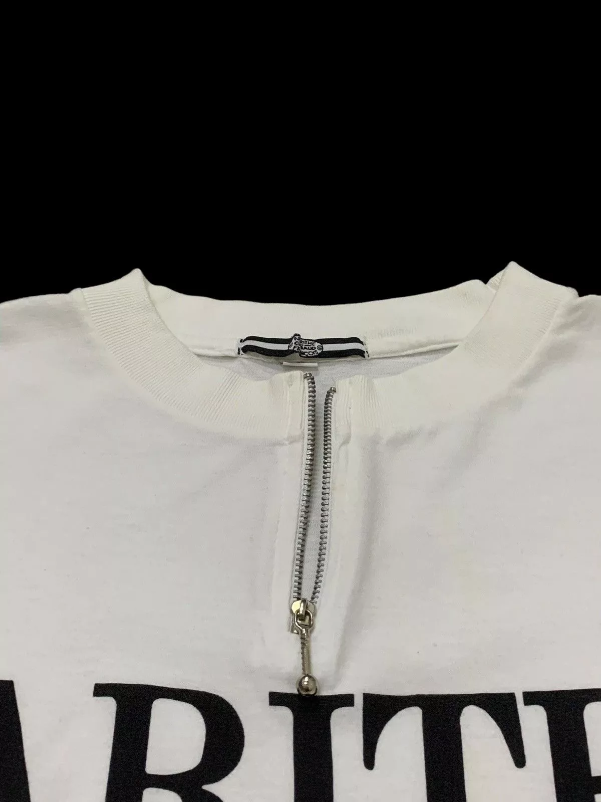 20471120 Short Sleeve T Shirts 20471120 × Marithe + Francois Girbaud Marithe Francois Girbaud Trompeil Zipper Neck TShirt White