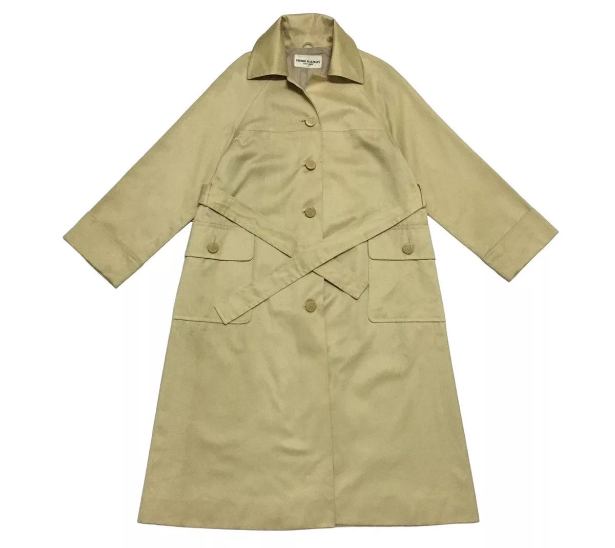 Designer Heavy Coats Designer × Pierre Balmain Rare Design Vintage Brand Pierre Balmain Trench Coat 1990s Brown