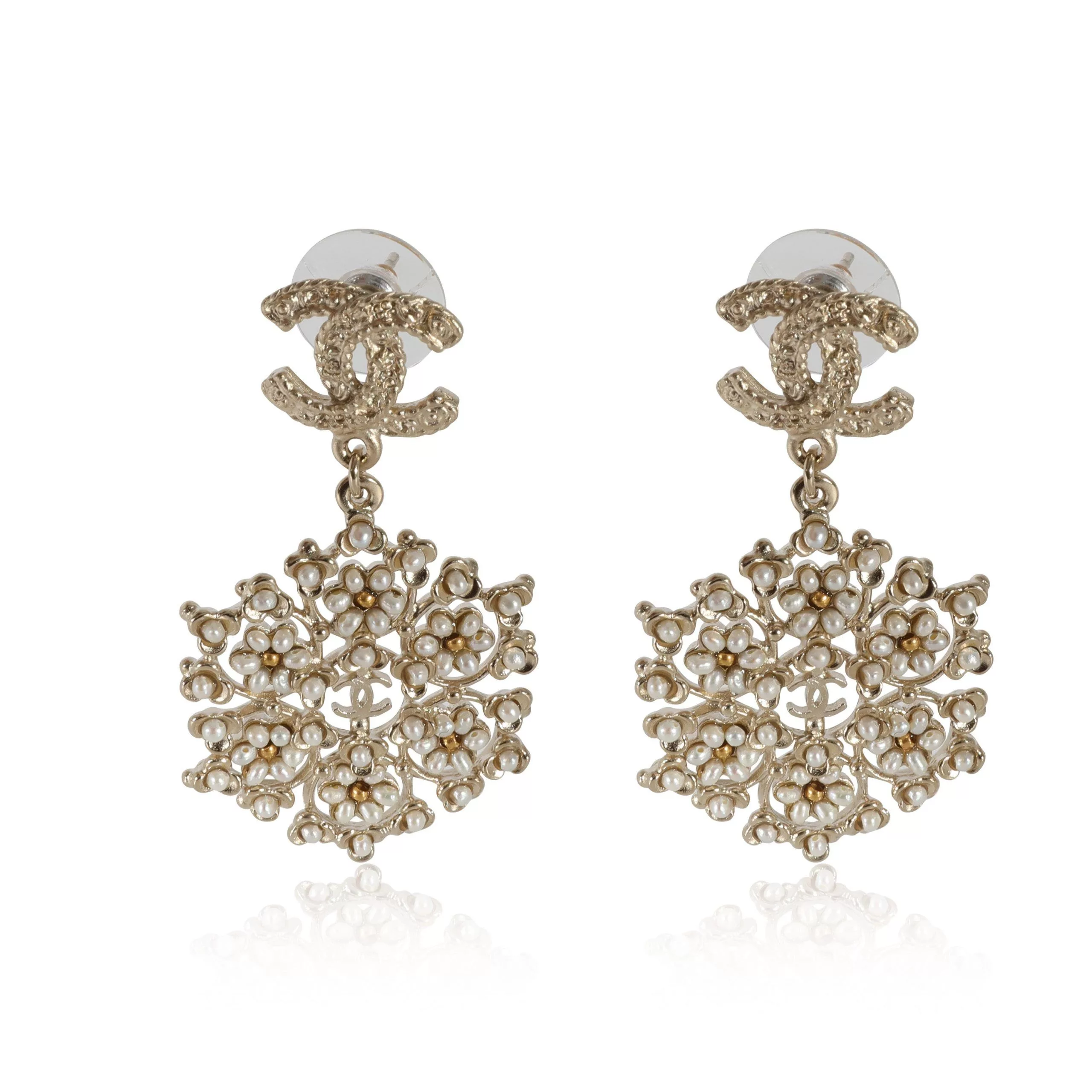 Chanel Rings Chanel 2018 Faux Pearl CC Drop Gold Plated Earring Yellow
