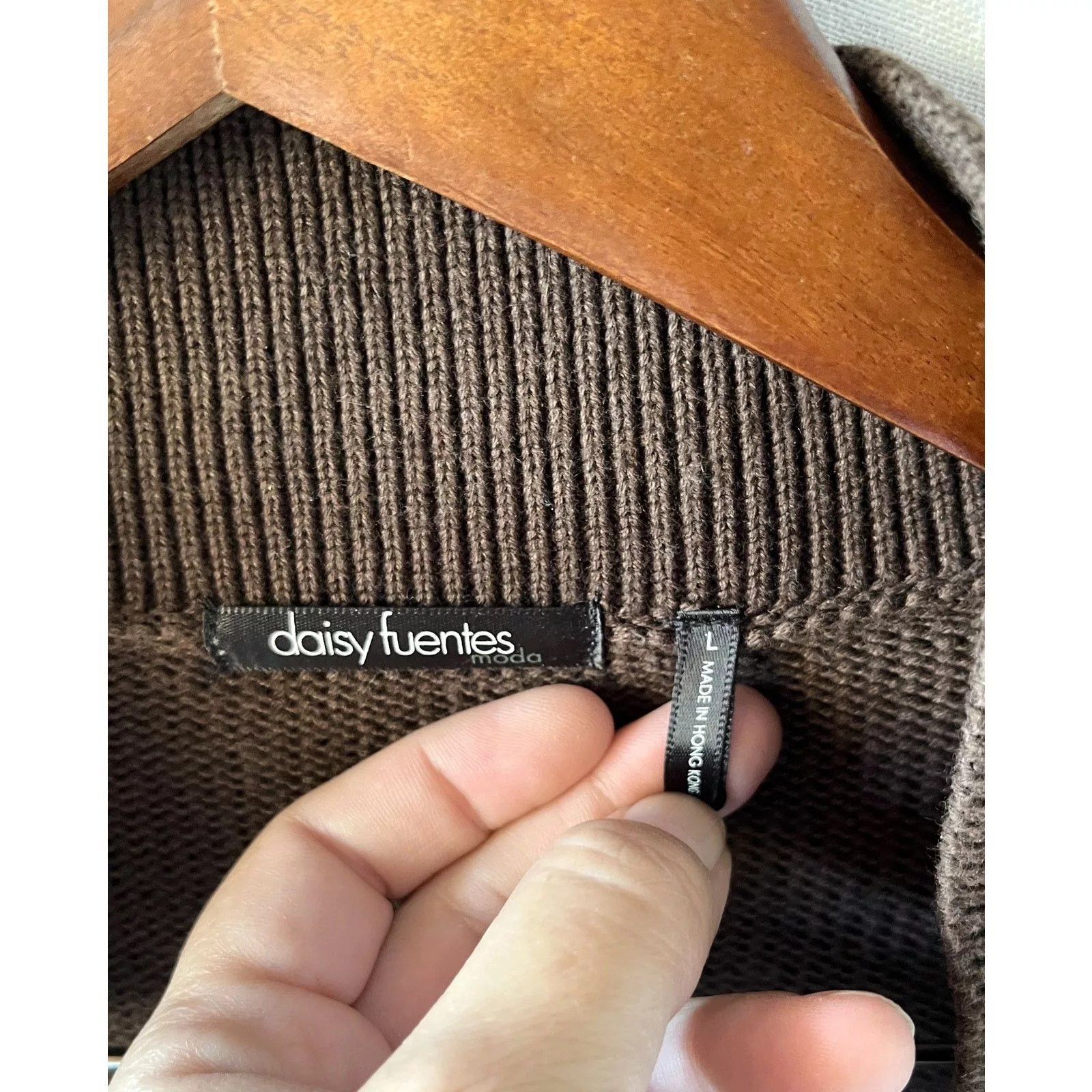 Other Jackets Other Daisy Fuentes Zip Cardigan Size L Brown
