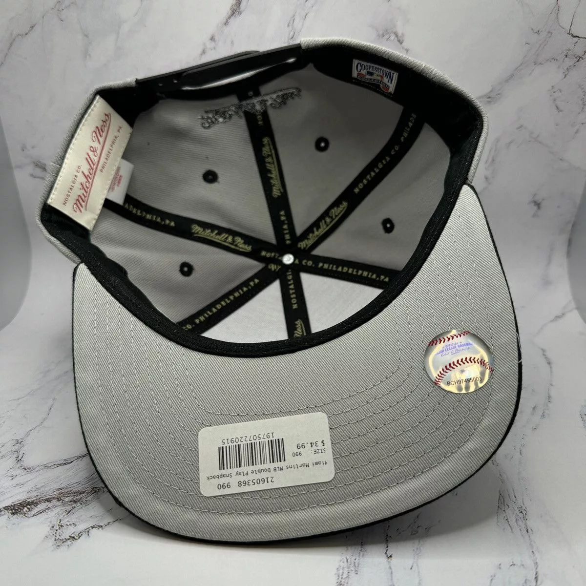 Mitchell & Ness Hats Florida Marlins Mitchell & Ness Snapback Gray