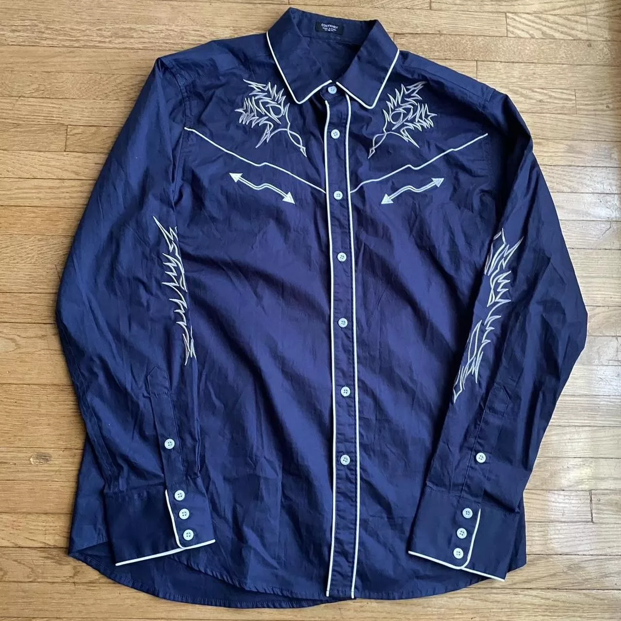 Other Shirts Button Ups Other Coofandy embroidered windbreaker button down Blue