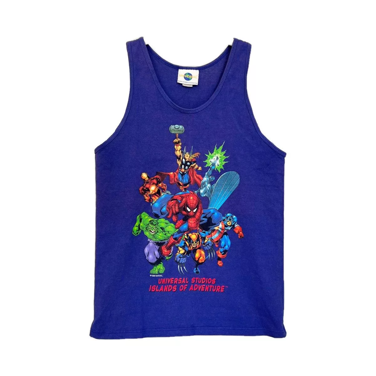 Universal Studios Short Sleeve T Shirts Universal Studios × Vintage × Warner Bros Vintage 1998 Universal Studios Vest Tee Blue