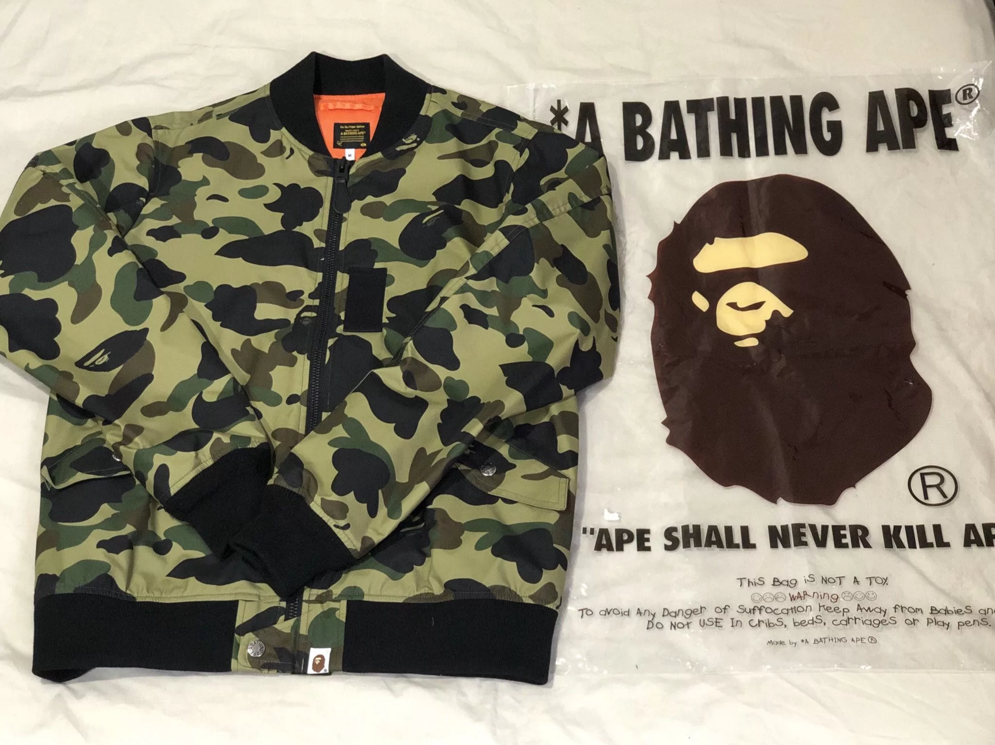 Bape Light Jackets Bape New A Bathing Ape Wind Stopper Varsity Jacket Medium Multi