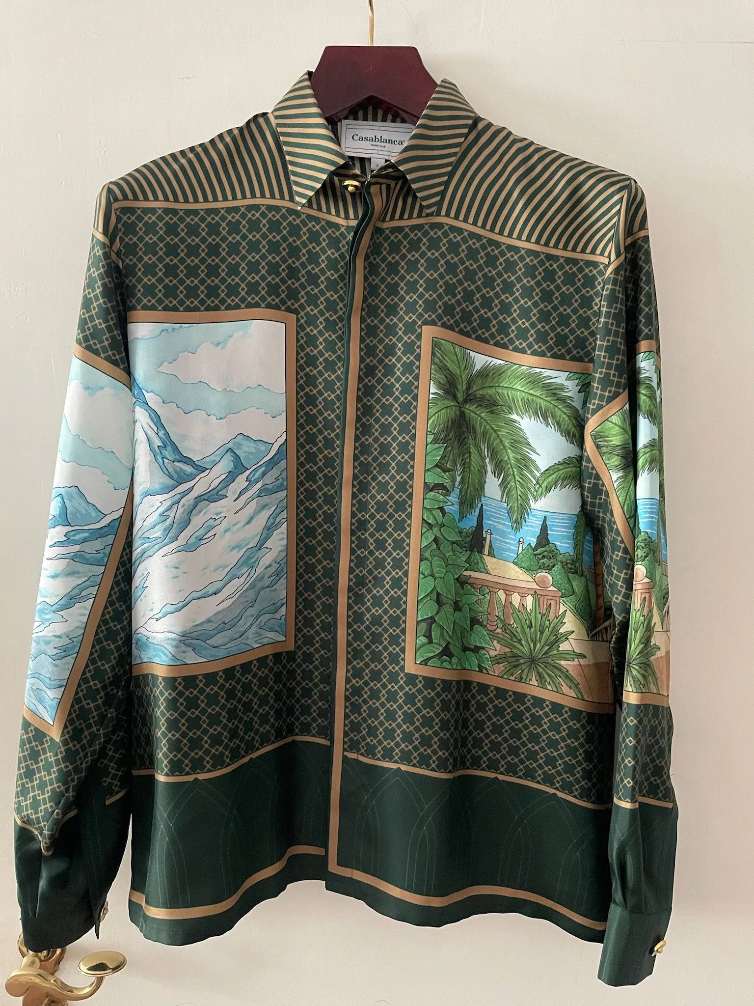 Casablanca Shirts Button Ups Casablanca Silk Shirt Green