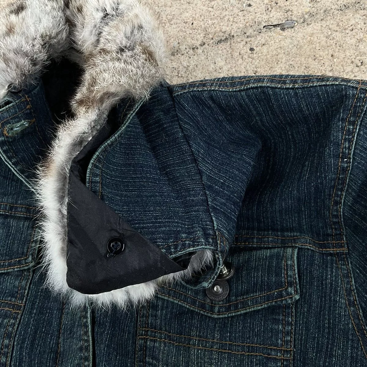 Vintage Denim Jackets Vintage Rabbit Fur Jean Jacket Denim Jacket Blue