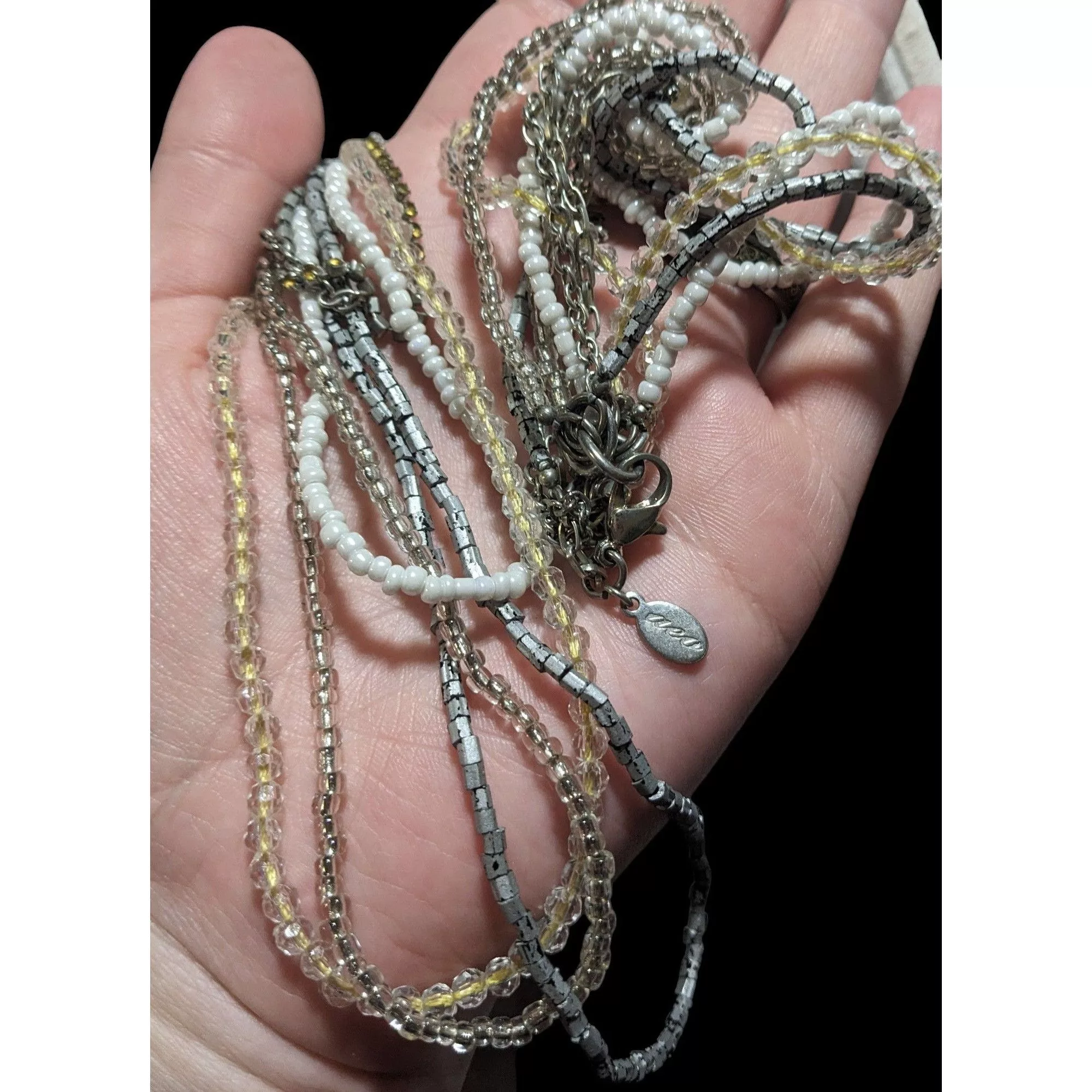 American Eagle Outfitters Necklaces American Eagle Outfitters AEO Multilayer Bohemian Glass Beaded Necklace White