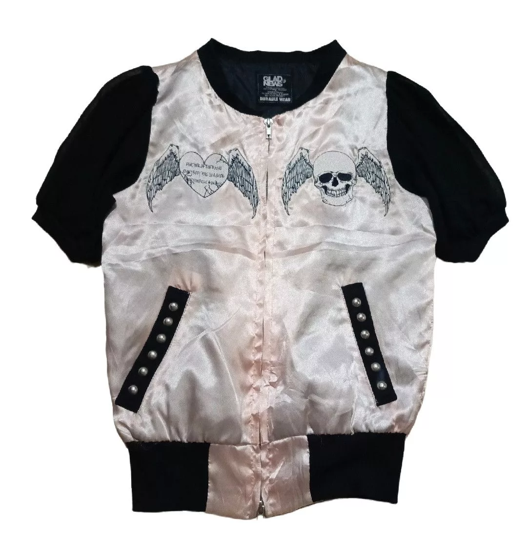 If Six Was Nine Jackets If Six Was Nine × Japanese Brand Glad News Skull wing mesh Spike punk Senditionaris Jacket Pink Streetwear