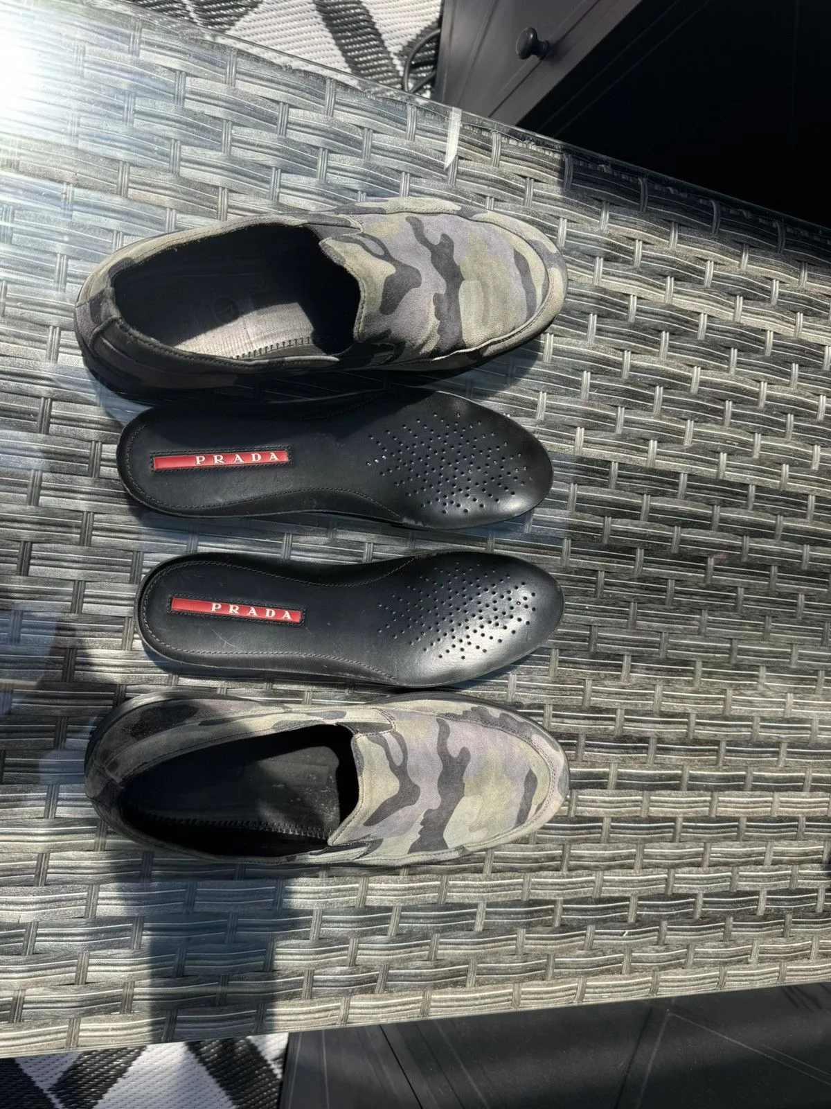 Prada Slip Ons Prada Suede Camo Slip-ons Green