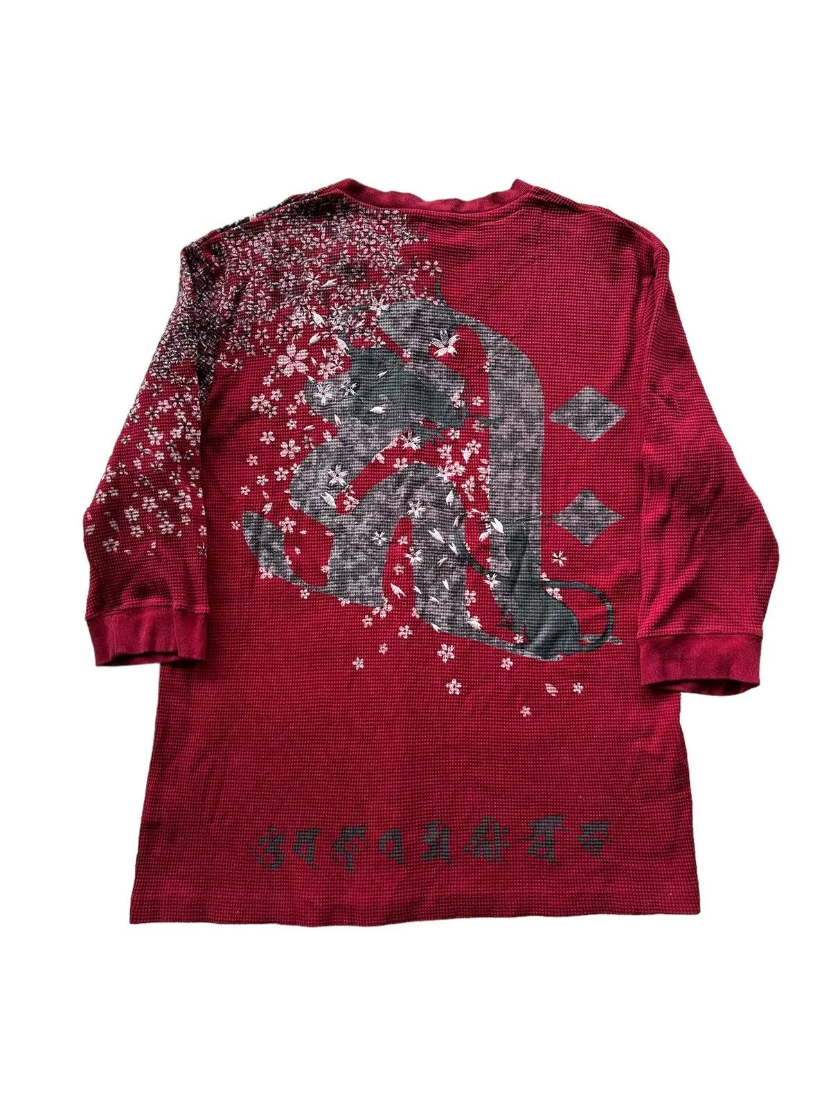 Affliction Long Sleeve T Shirts Affliction × Japanese Brand Japanese Art rare design shirt Red