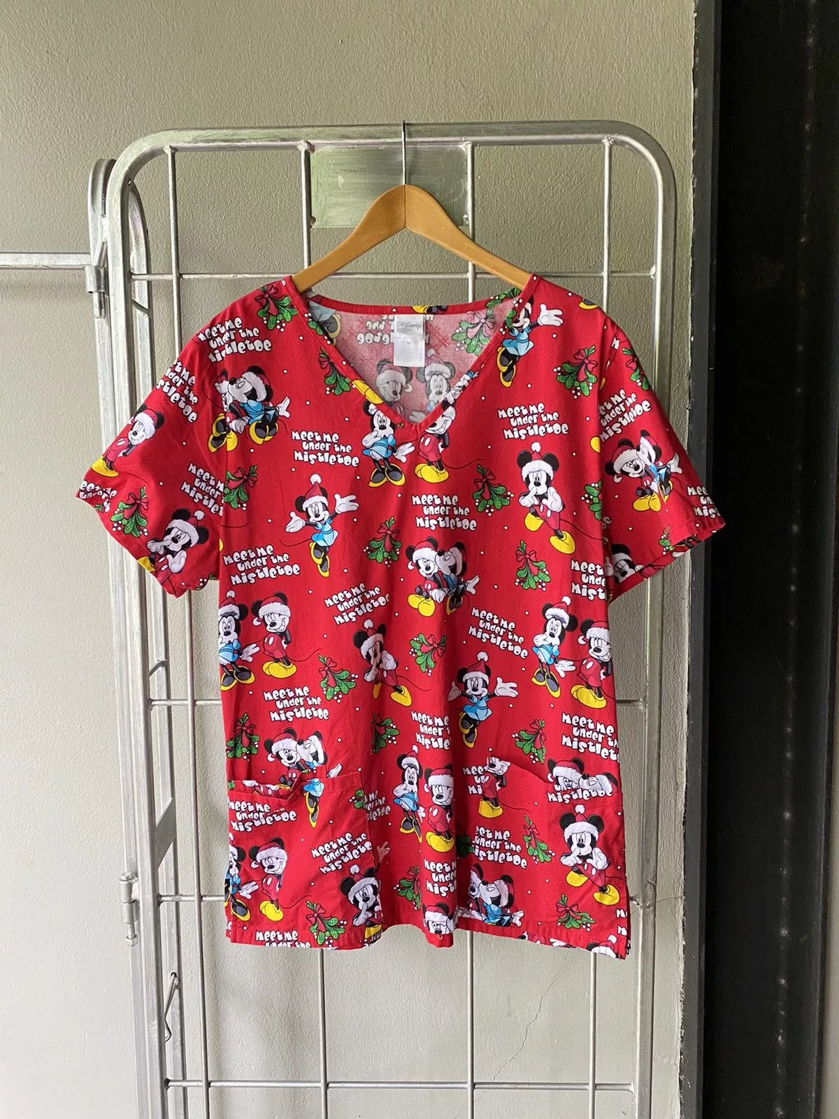 Mickey Mouse Blouses Mickey Mouse vintage v neck blouse Red