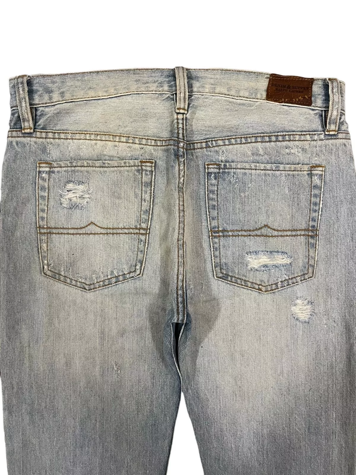 Designer Denim Designer Vintage Light Blue Heavy Distressed Regular Straight Jeans