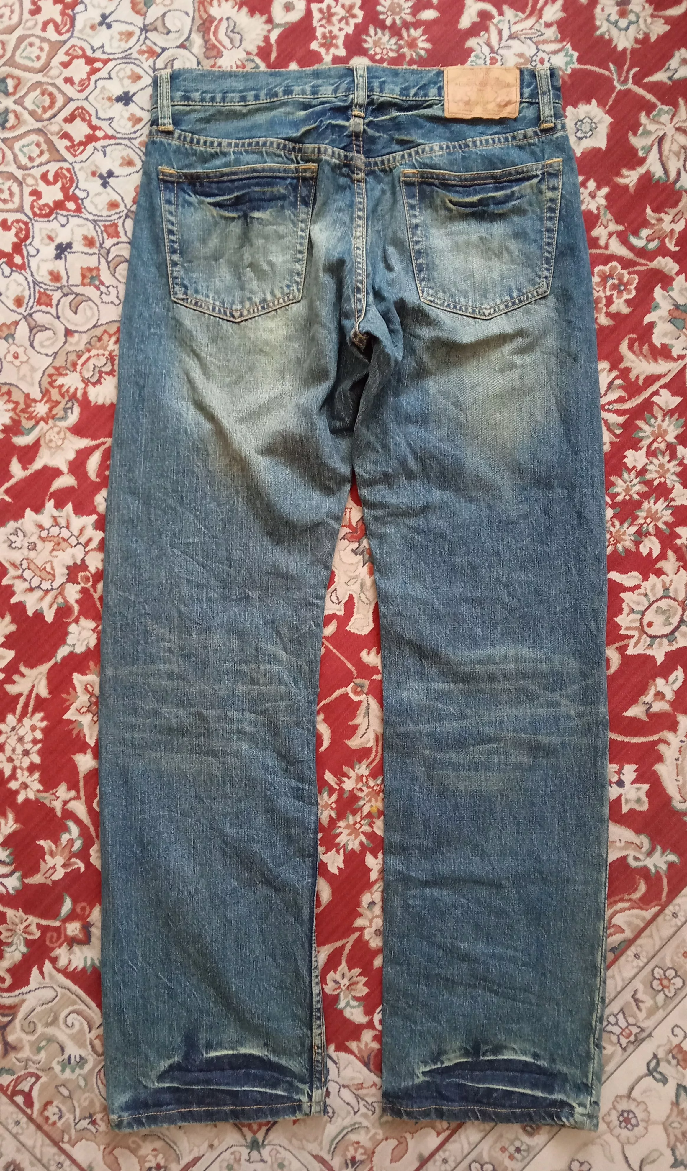 Takeo Kikuchi Denim Takeo Kikuchi Koi Fish Print Distressed Jeans Blue