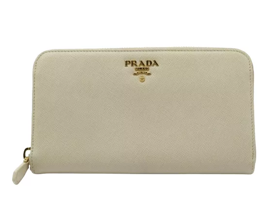 Prada Wallets Prada Saffiano Leather Zippy White Wallet