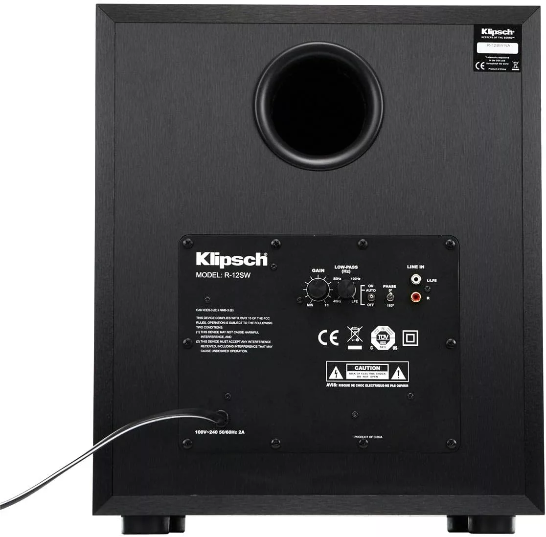 Klipsch R-12SW Powerful Deep Bass Front Firing 12 Copper-Spun Driver 400W Digital Power Subwoofer 14" X 18.5" X 16"	"