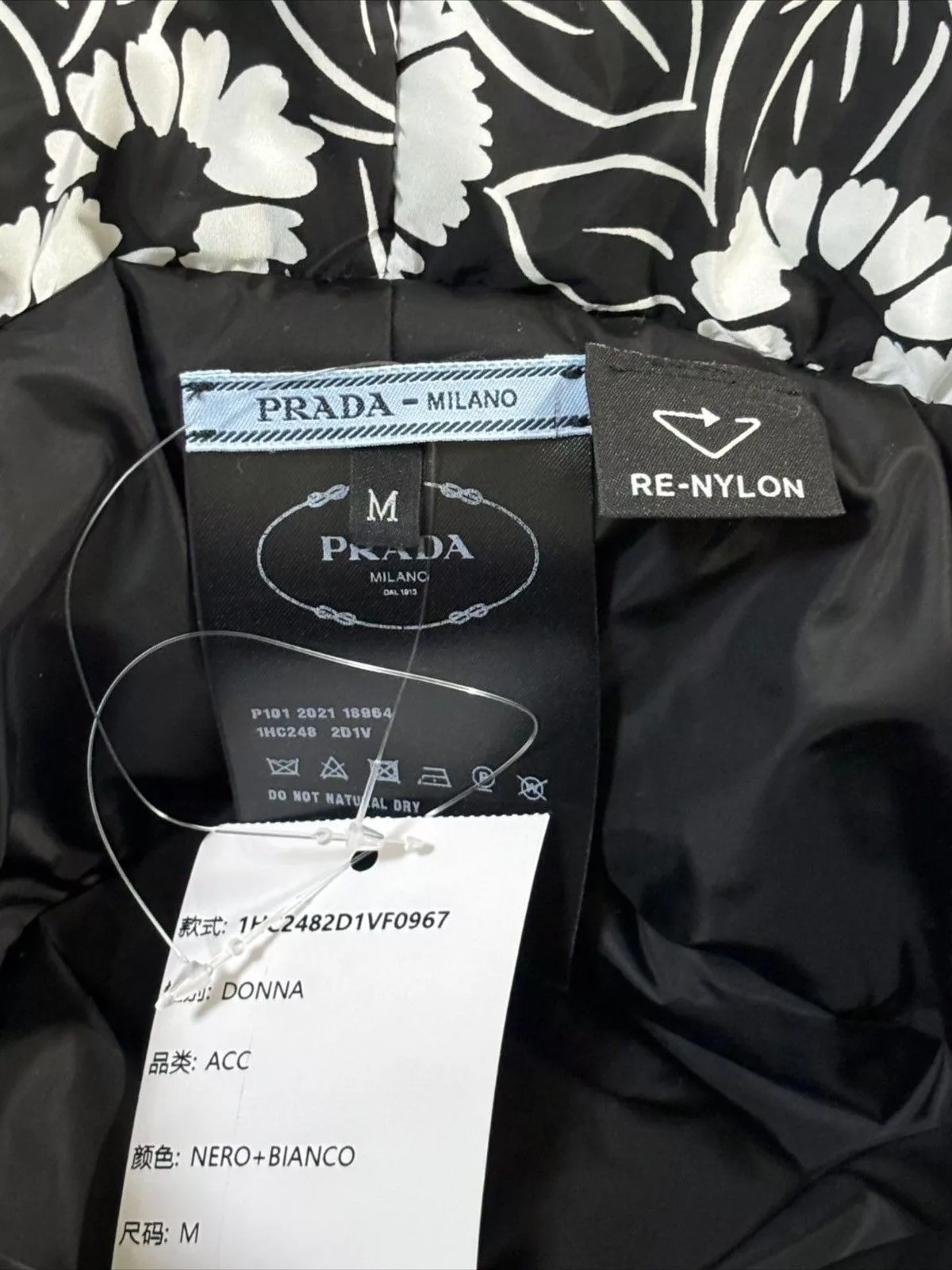 Prada Hats Prada Printed Nylon Bucket Hat Black
