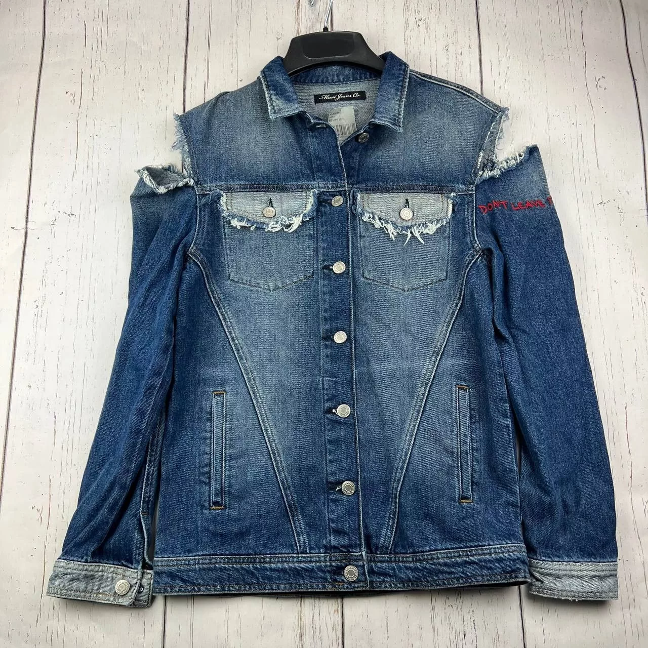 Mavi Denim Jackets Mavi Small Classic Fit Stretchable Distressed Denim Jacket Blue
