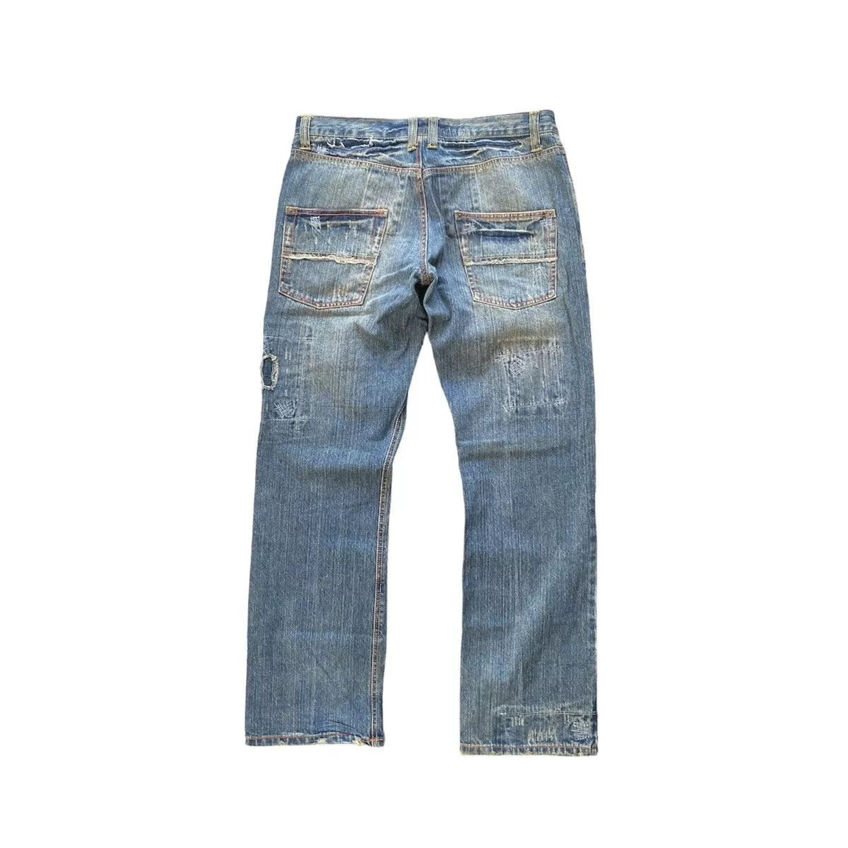 Japanese Brand Denim Japanese Brand Distressed denim straight leg Blue Streetwear