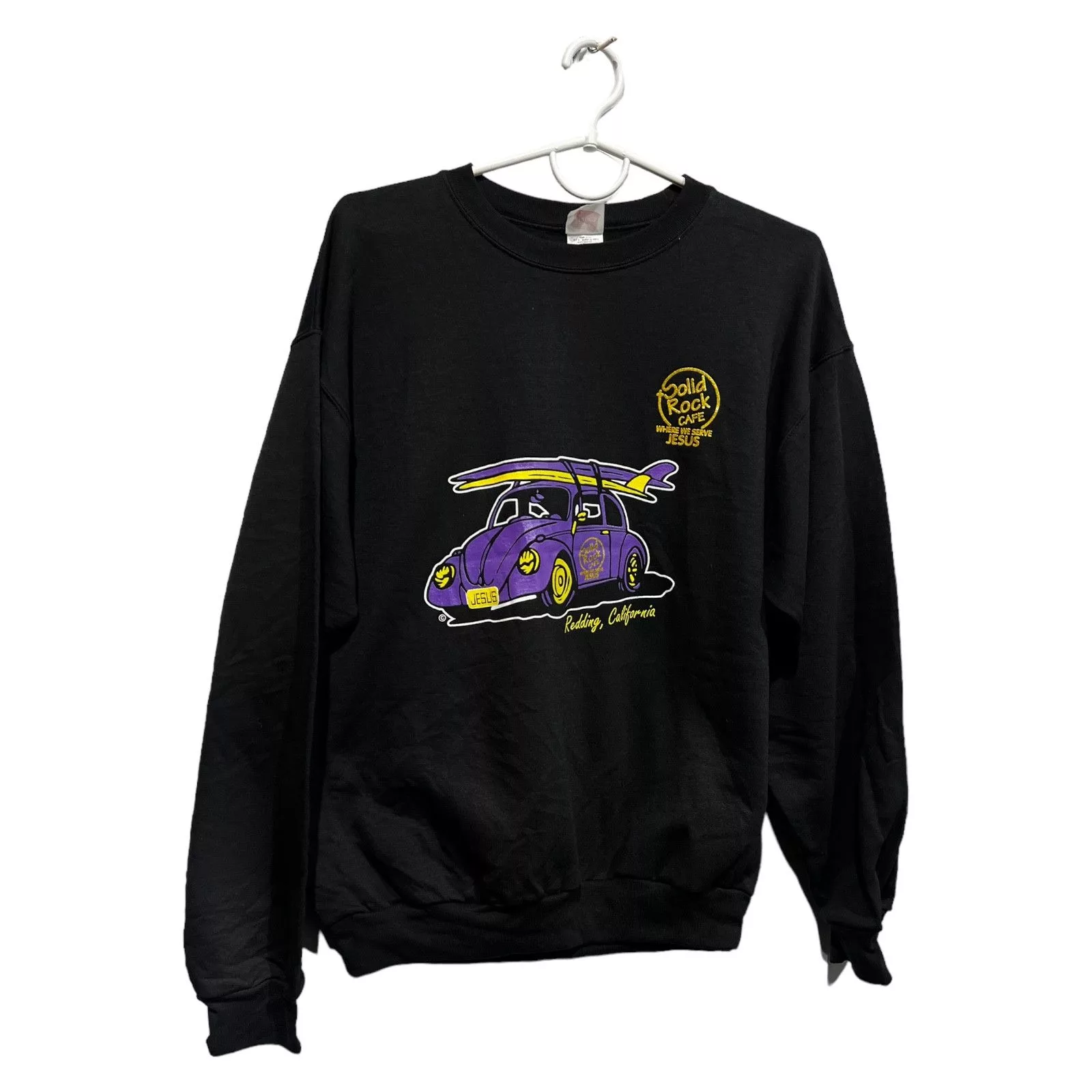 Hard Rock Cafe Sweatshirts Hoodies Hard Rock Cafe × Vintage 90s Vintage Jesus Hard Rock Cafe Sweatshirt California Black