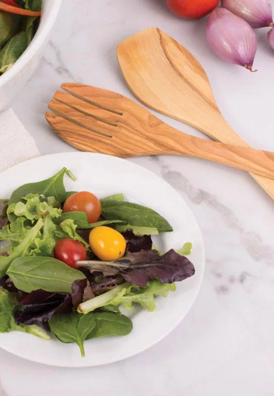 13" Olive Wood Salad Tong Set/2