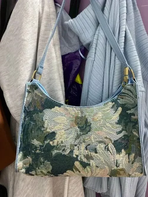 Designer Mini Bags Designer × Japanese Brand Small Bag With Flowers Blue Avant-Garde