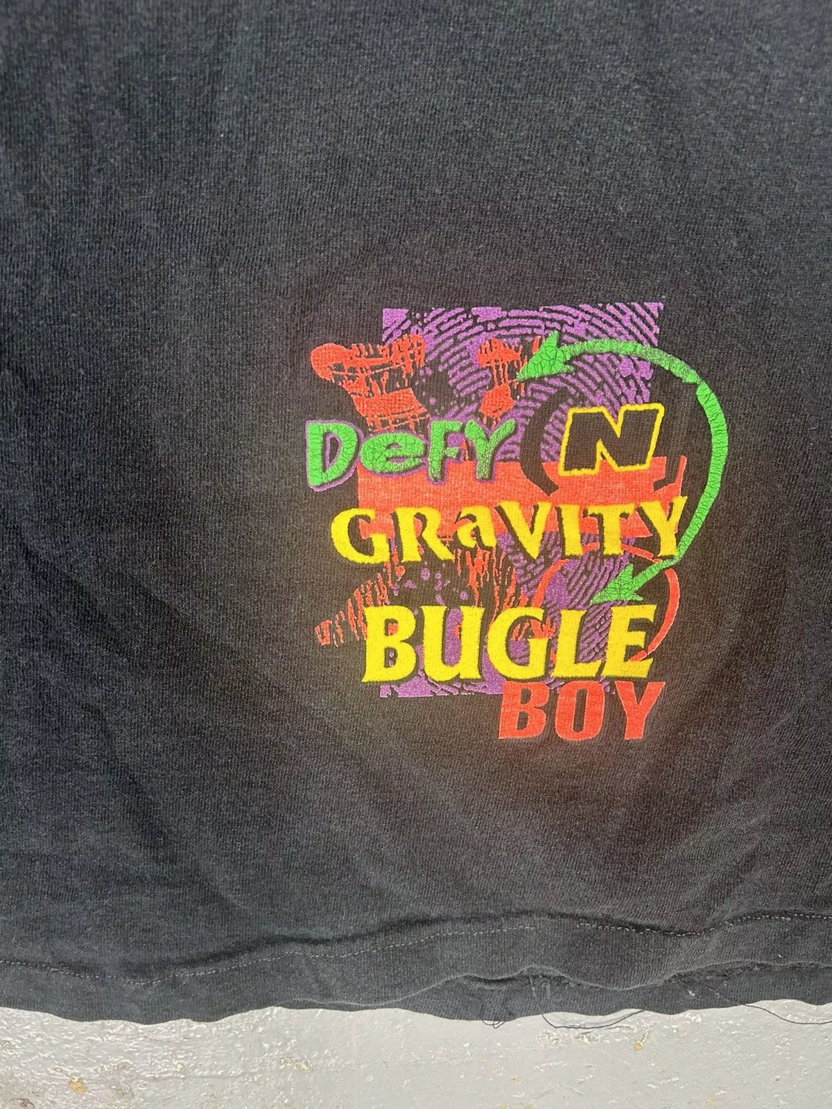 Bugle Boy Short Sleeve T Shirts Bugle Boy × Vintage Crazy Vintage 90s Essential Black Bugle Boy Graphic T-Shirt Streetwear