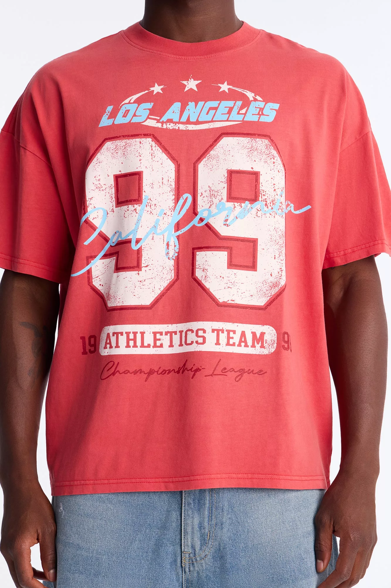 LA Athletics Team 99 Oversized Short Sleeve Tee - Red