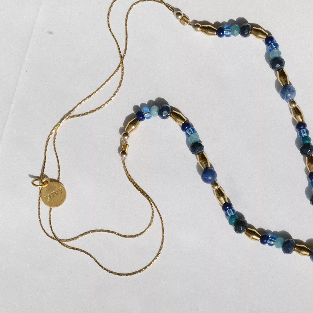 Sodalite Beaded Intention Chain Necklace
