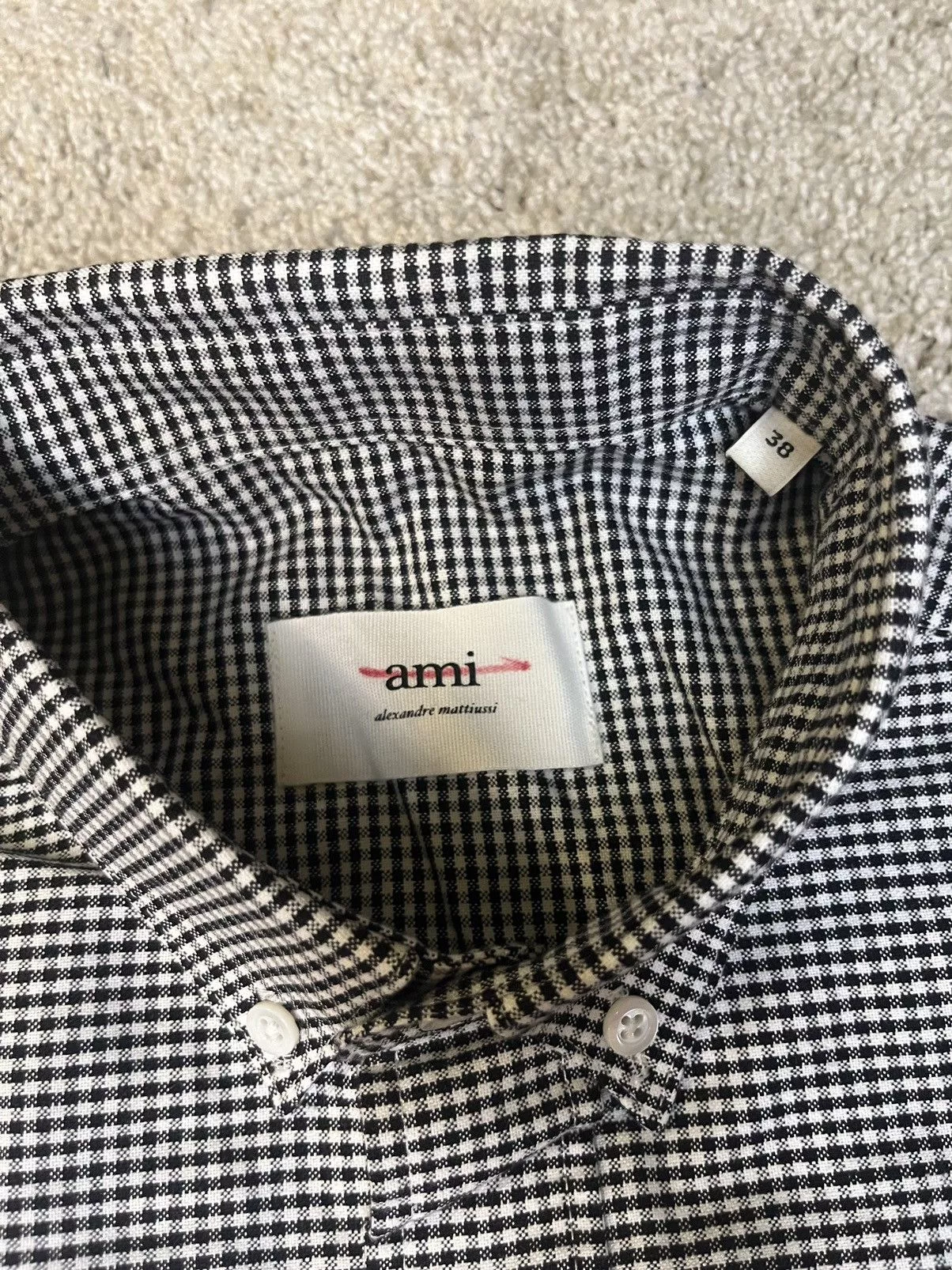 AMI Shirts Button Ups Ami Paris Check Button-Up Shirt Black