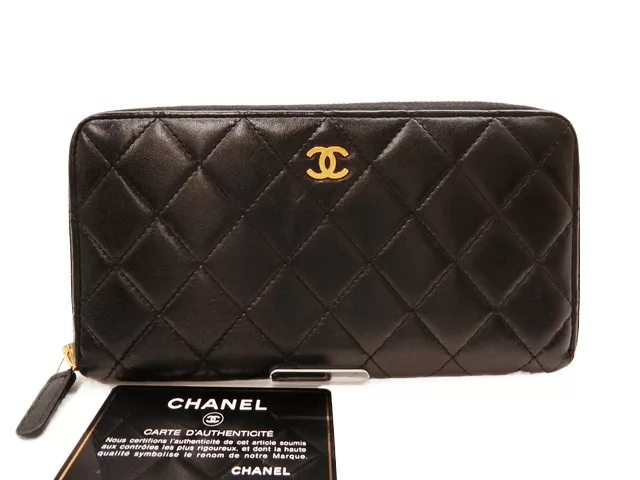 Chanel Wallets Chanel Zippy Lambskin Quilted CC Logo Black Wallet